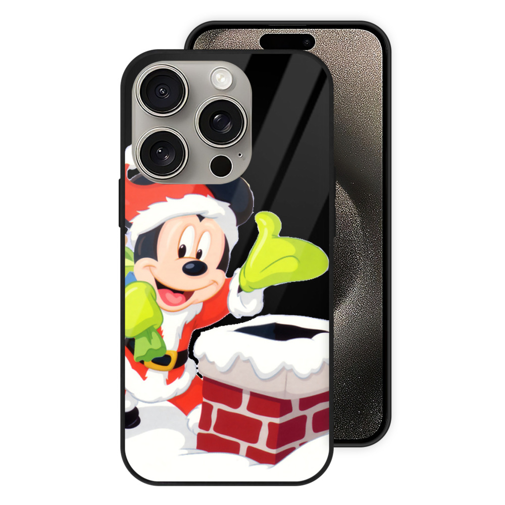 （画像用） ミッキーマウス Mickey Mouse 【iPhone15Pro対応】スマホケース 耐衝撃＆黄変防止 背面ガラス