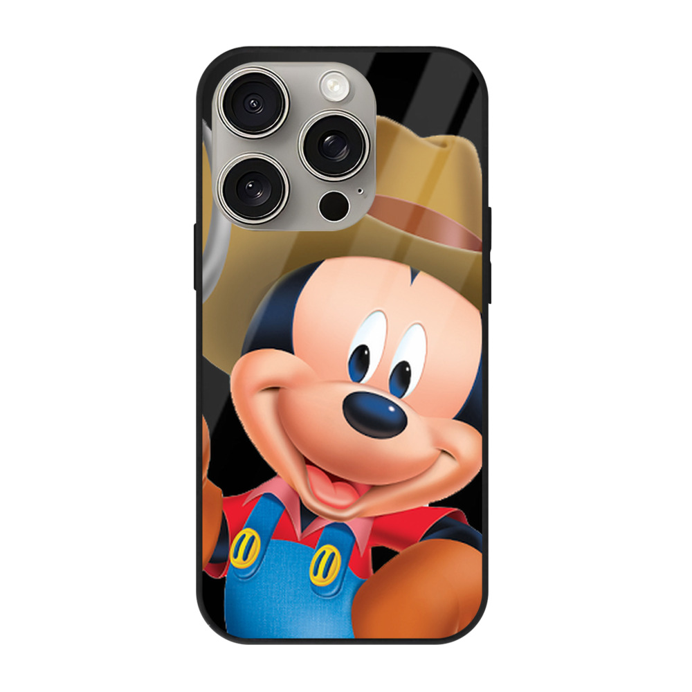 （画像用） ミッキーマウス Mickey Mouse 【iPhone15Pro対応】スマホケース 耐衝撃＆黄変防止 背面ガラス