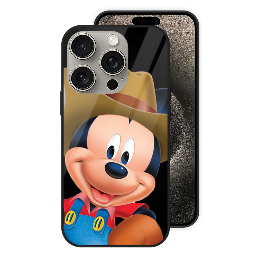 （画像用） ミッキーマウス Mickey Mouse 【iPhone15Pro対応】スマホケース 耐衝撃＆黄変防止 背面ガラス