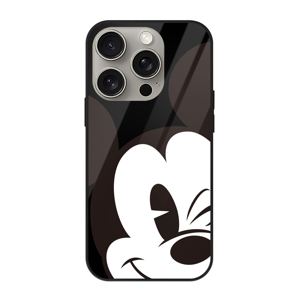 （画像用） ミッキーマウス Mickey Mouse 【iPhone15Pro対応】スマホケース 耐衝撃＆黄変防止 背面ガラス
