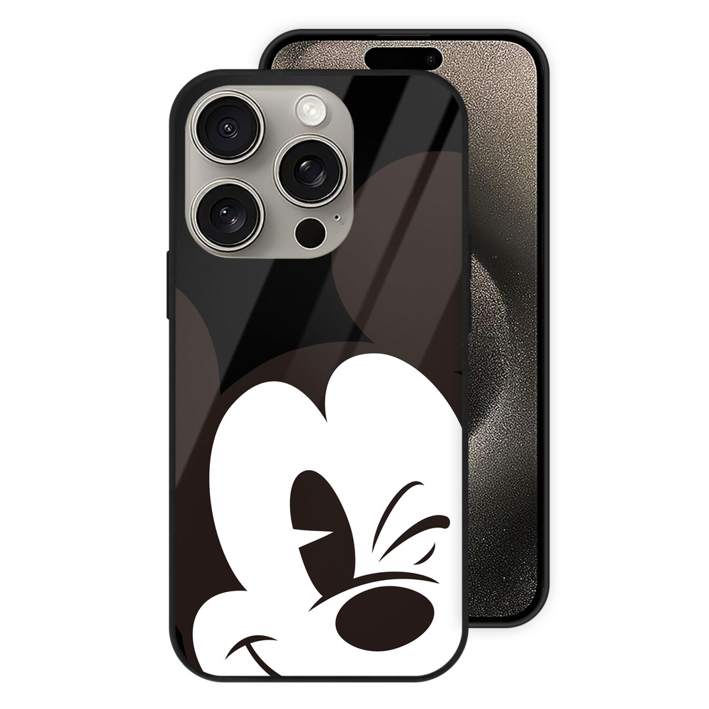 （画像用） ミッキーマウス Mickey Mouse 【iPhone15Pro対応】スマホケース 耐衝撃＆黄変防止 背面ガラス