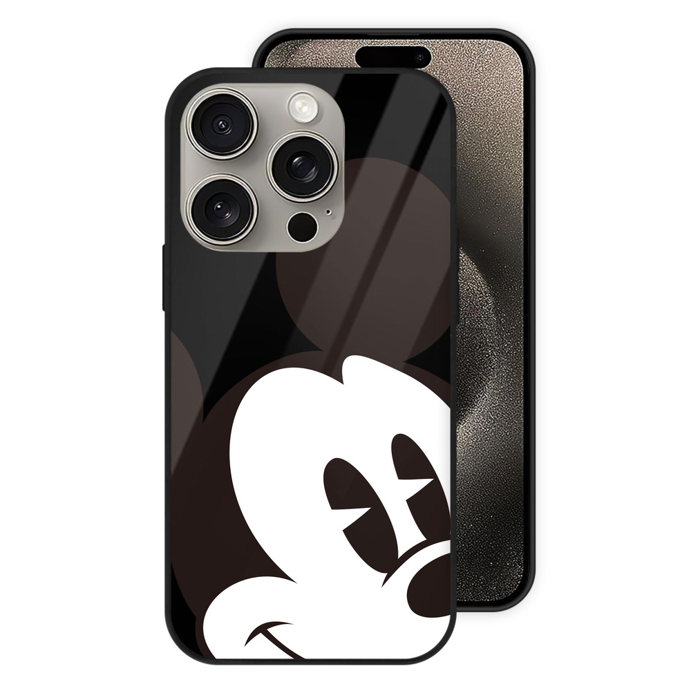 （画像用） ミッキーマウス Mickey Mouse 【iPhone15Pro対応】スマホケース 耐衝撃＆黄変防止 背面ガラス