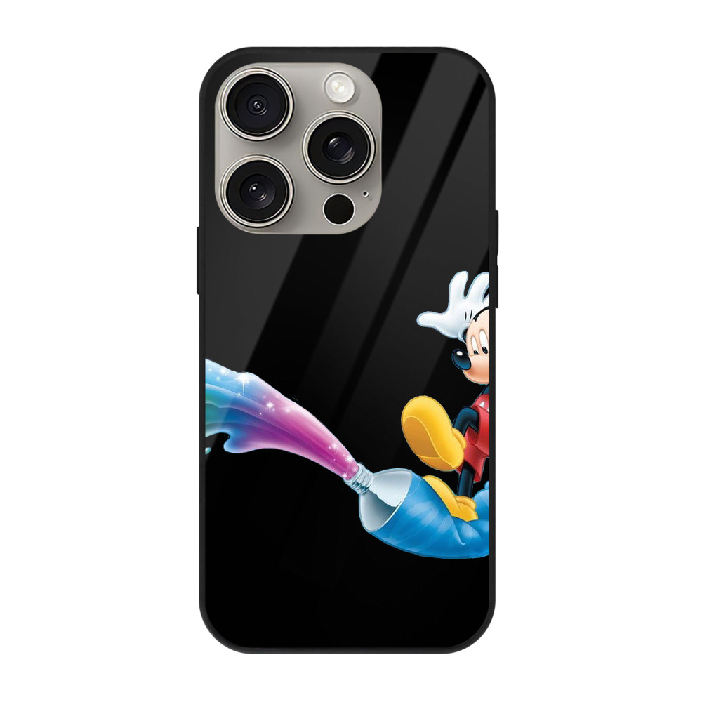 （画像用） ミッキーマウス Mickey Mouse 【iPhone15Pro対応】スマホケース 耐衝撃＆黄変防止 背面ガラス