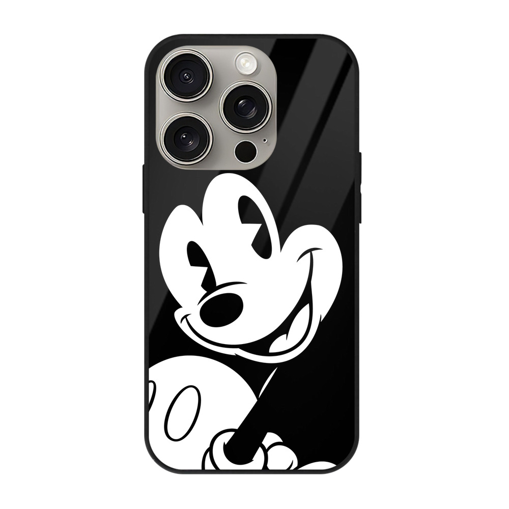 （画像用） ミッキーマウス Mickey Mouse 【iPhone15Pro対応】スマホケース 耐衝撃＆黄変防止 背面ガラス