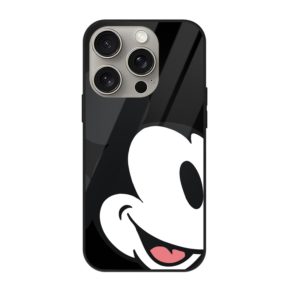 （画像用） ミッキーマウス Mickey Mouse 【iPhone15Pro対応】スマホケース 耐衝撃＆黄変防止 背面ガラス