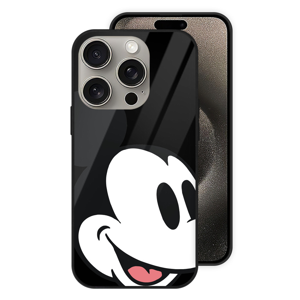 （画像用） ミッキーマウス Mickey Mouse 【iPhone15Pro対応】スマホケース 耐衝撃＆黄変防止 背面ガラス