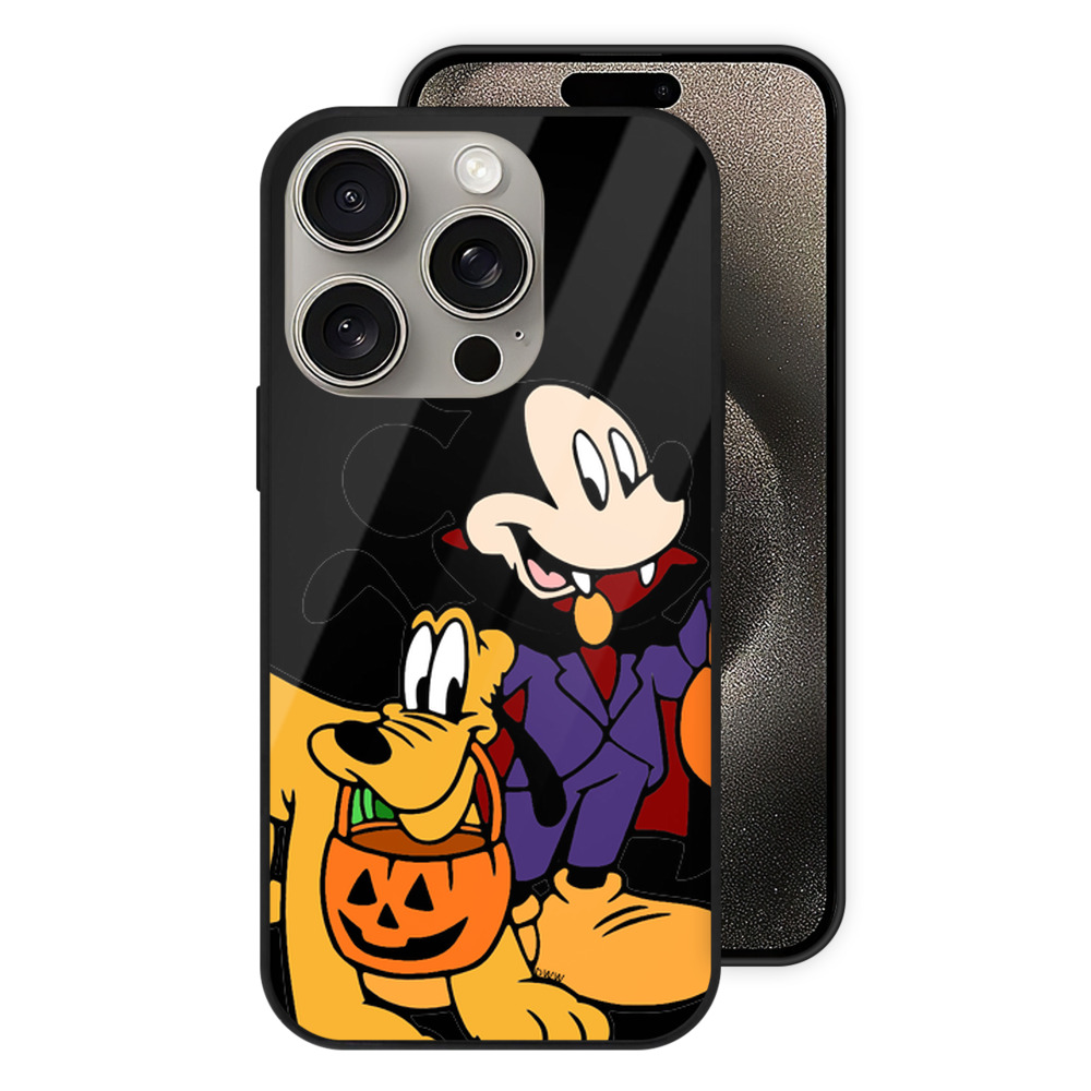 （画像用） ミッキーマウス Mickey Mouse 【iPhone15Pro対応】スマホケース 耐衝撃＆黄変防止 背面ガラス