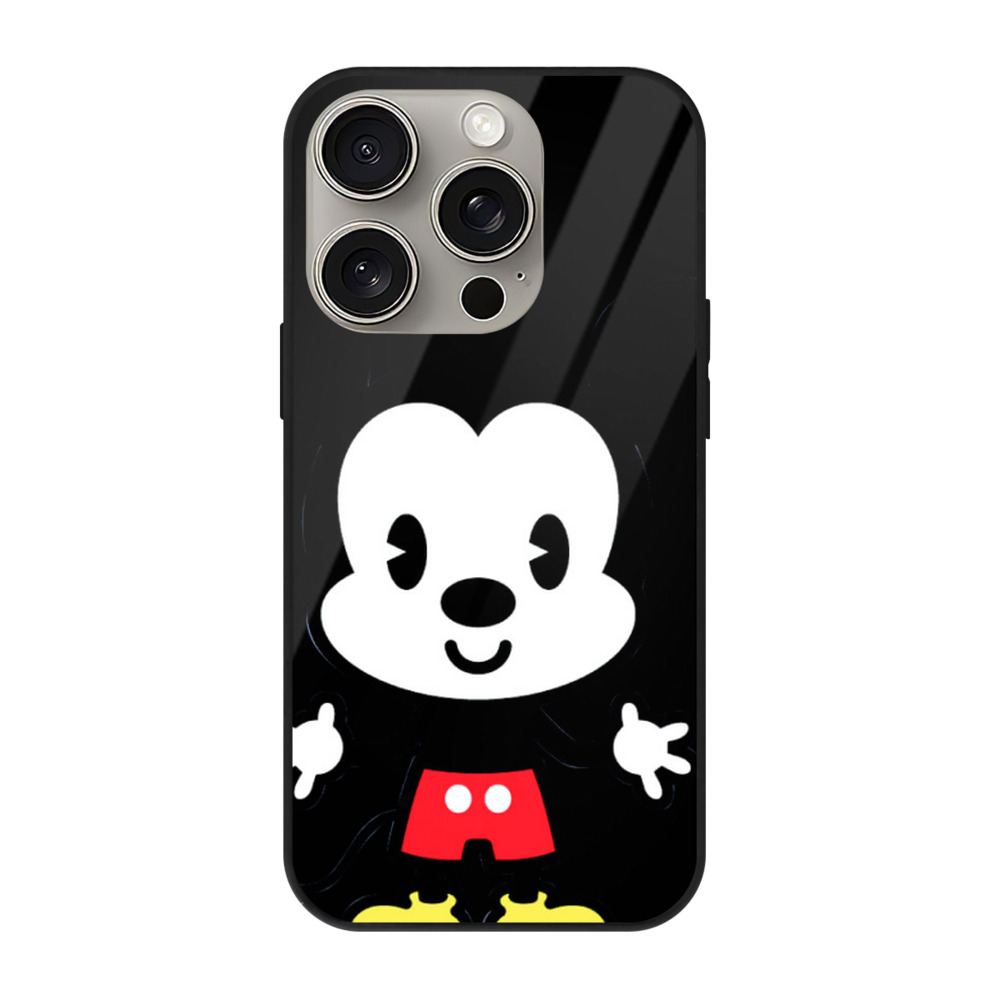 （画像用） ミッキーマウス Mickey Mouse 【iPhone15Pro対応】スマホケース 耐衝撃＆黄変防止 背面ガラス