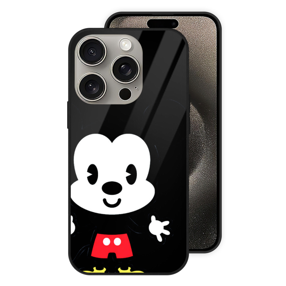 （画像用） ミッキーマウス Mickey Mouse 【iPhone15Pro対応】スマホケース 耐衝撃＆黄変防止 背面ガラス