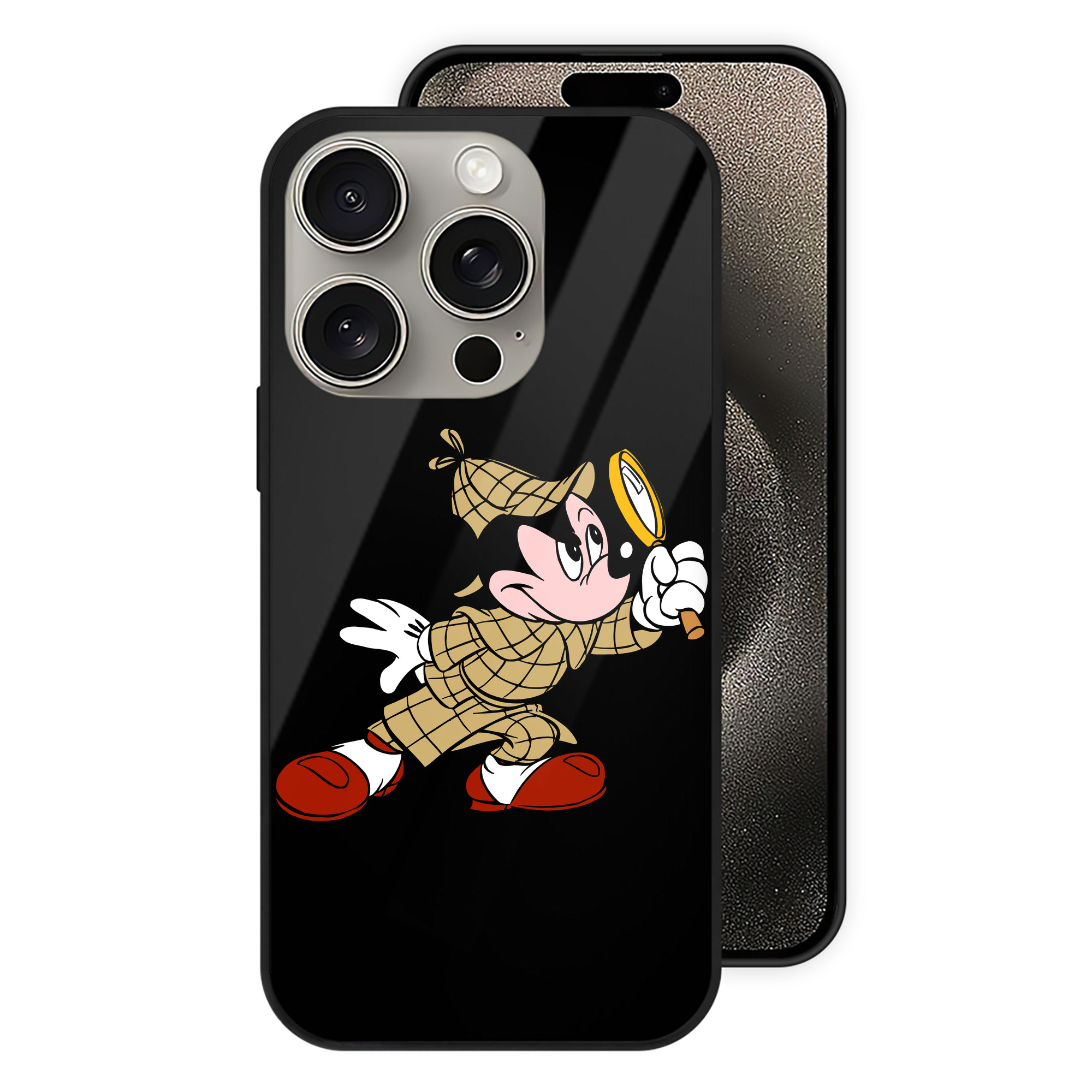（画像用） ミッキーマウス Mickey Mouse 【iPhone15Pro対応】スマホケース 耐衝撃＆黄変防止 背面ガラス
