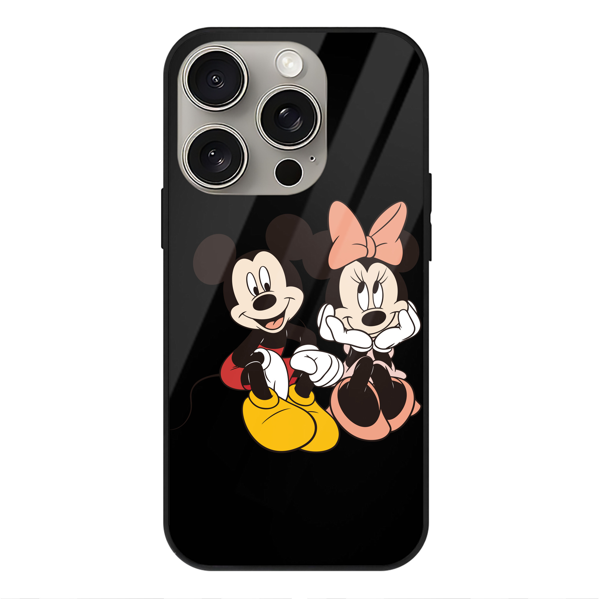 （画像用） ミッキーマウス Mickey Mouse 【iPhone15Pro対応】スマホケース 耐衝撃＆黄変防止 背面ガラス