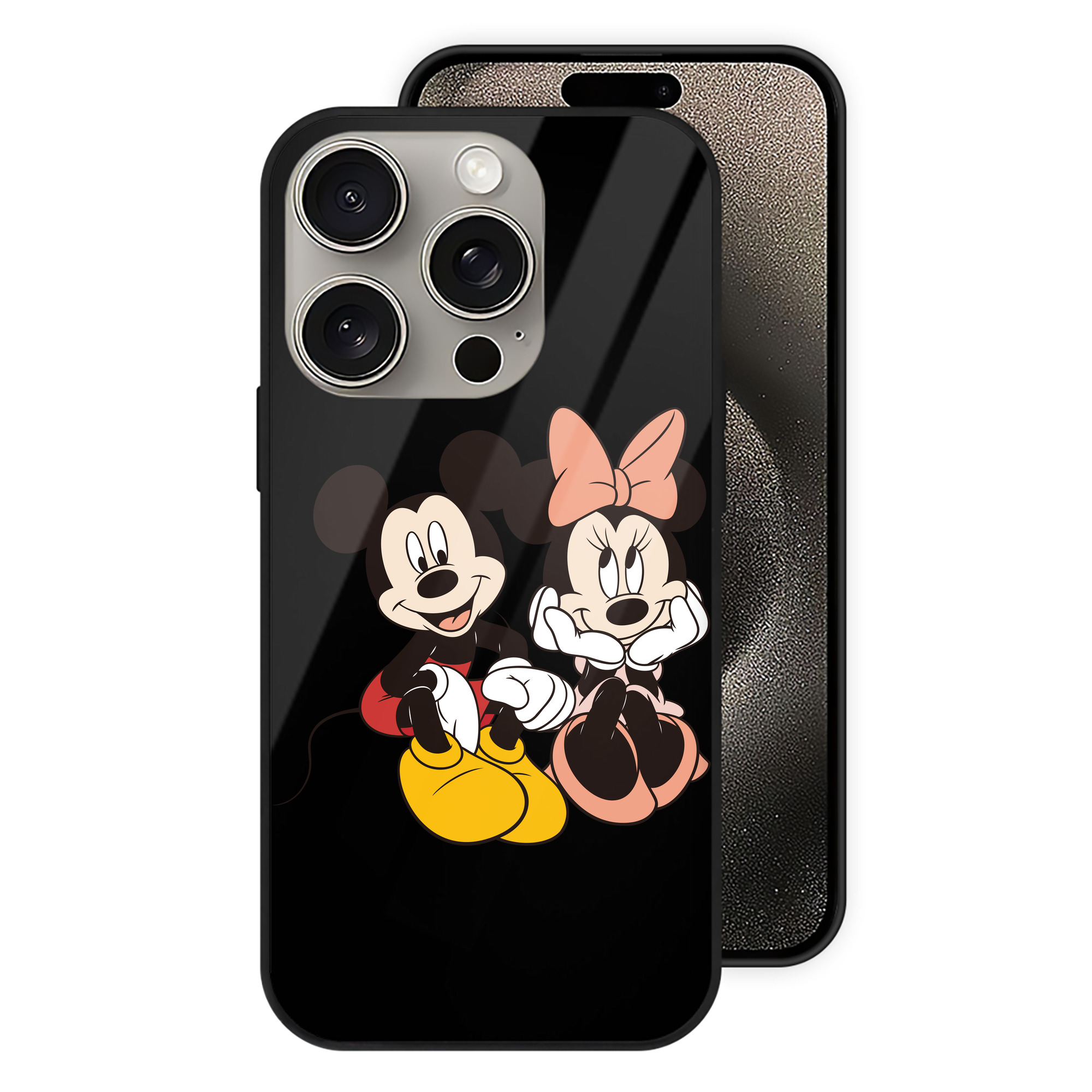 （画像用） ミッキーマウス Mickey Mouse 【iPhone15Pro対応】スマホケース 耐衝撃＆黄変防止 背面ガラス