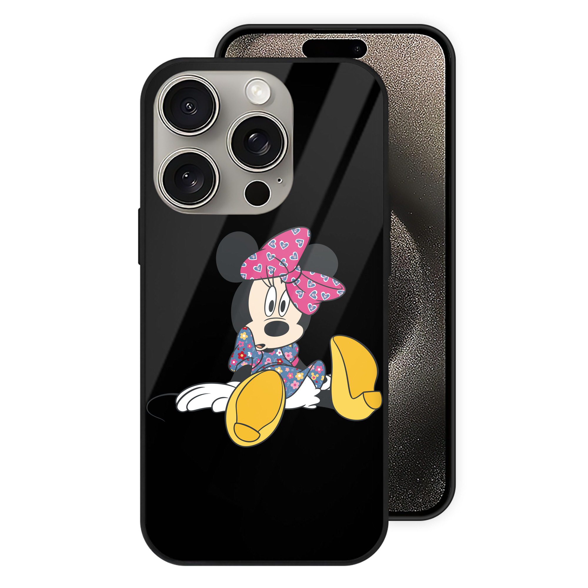 （画像用） ミッキーマウス Mickey Mouse 【iPhone15Pro対応】スマホケース 耐衝撃＆黄変防止 背面ガラス