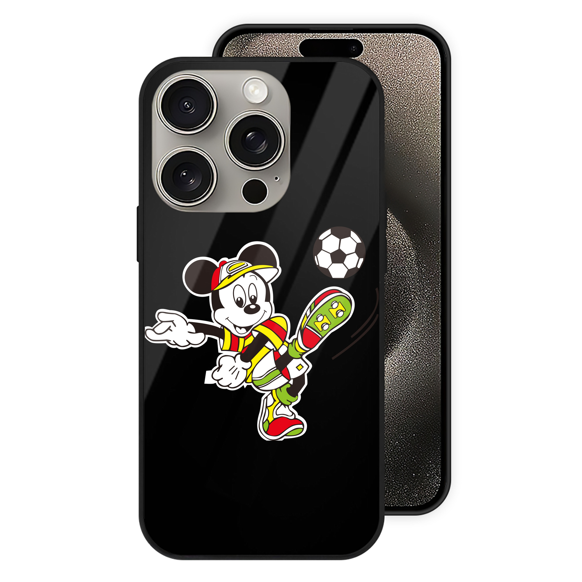 （画像用） ミッキーマウス Mickey Mouse 【iPhone15Pro対応】スマホケース 耐衝撃＆黄変防止 背面ガラス