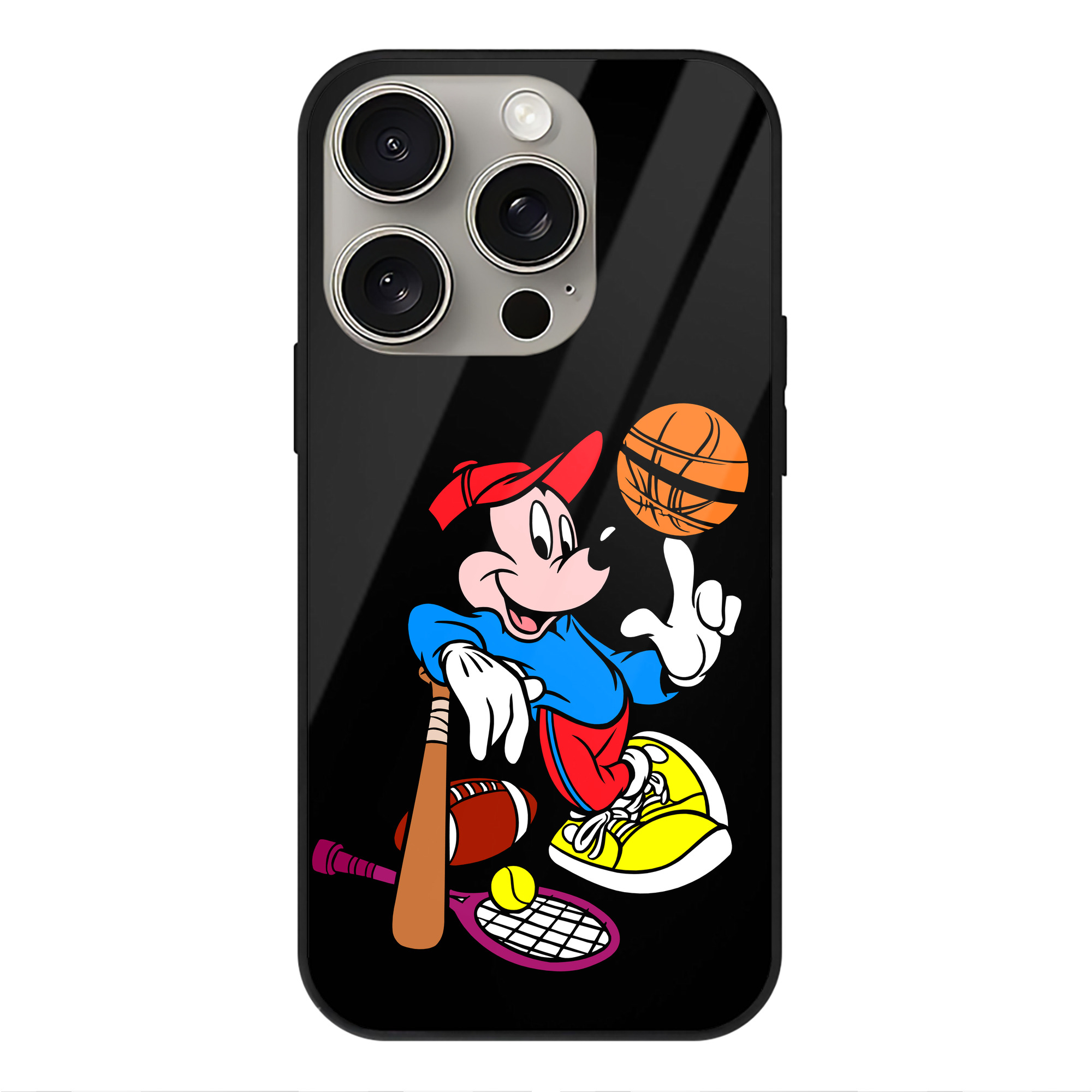 （画像用） ミッキーマウス Mickey Mouse 【iPhone15Pro対応】スマホケース 耐衝撃＆黄変防止 背面ガラス