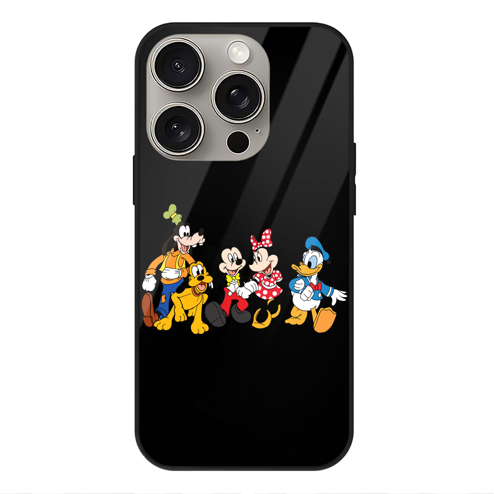 （画像用） ミッキーマウス Mickey Mouse 【iPhone15Pro対応】スマホケース 耐衝撃＆黄変防止 背面ガラス