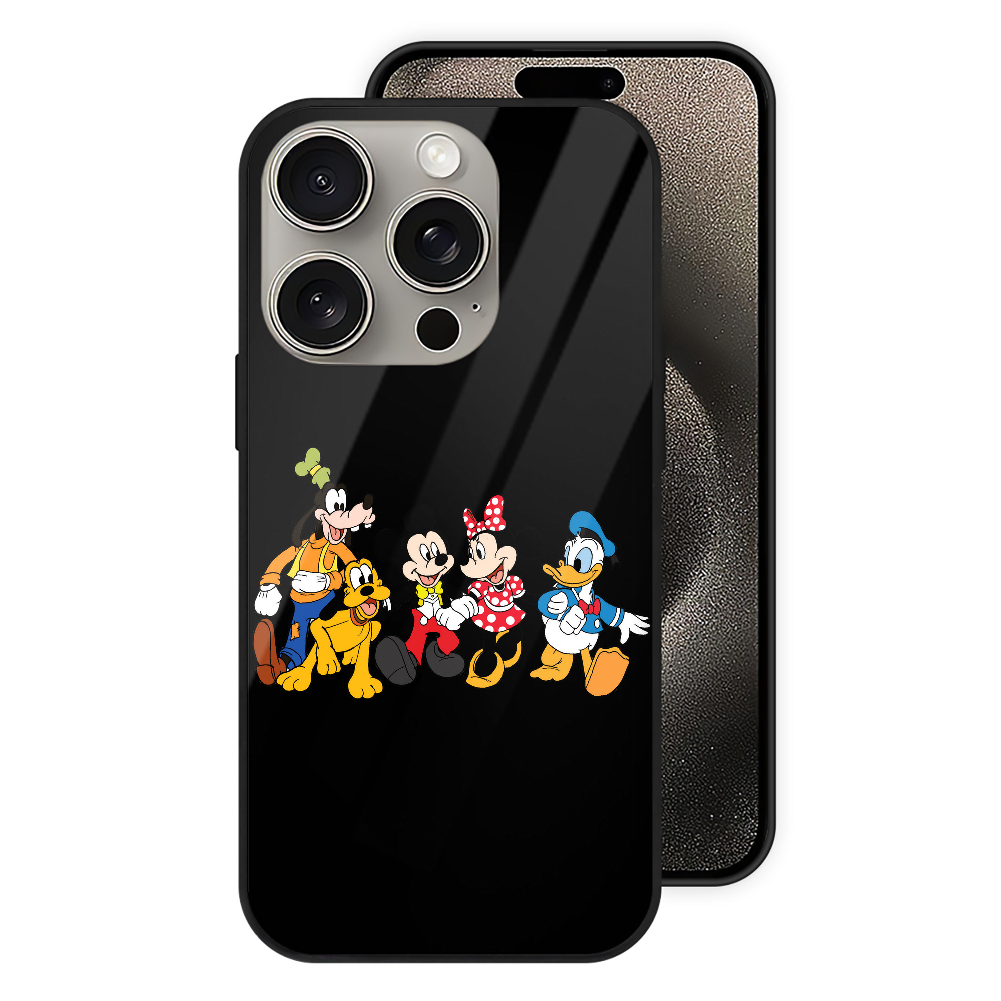 （画像用） ミッキーマウス Mickey Mouse 【iPhone15Pro対応】スマホケース 耐衝撃＆黄変防止 背面ガラス
