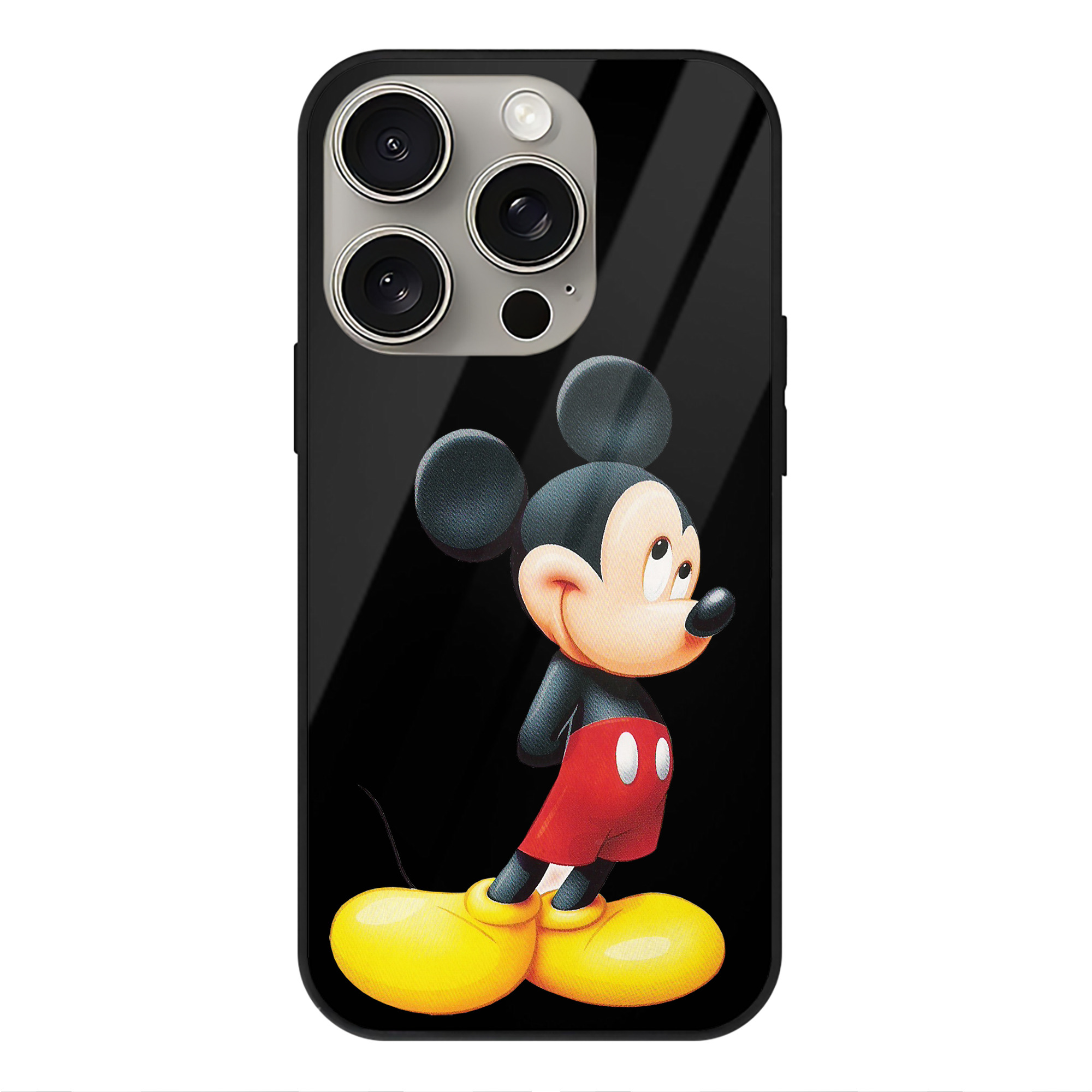 （画像用） ミッキーマウス Mickey Mouse 【iPhone15Pro対応】スマホケース 耐衝撃＆黄変防止 背面ガラス