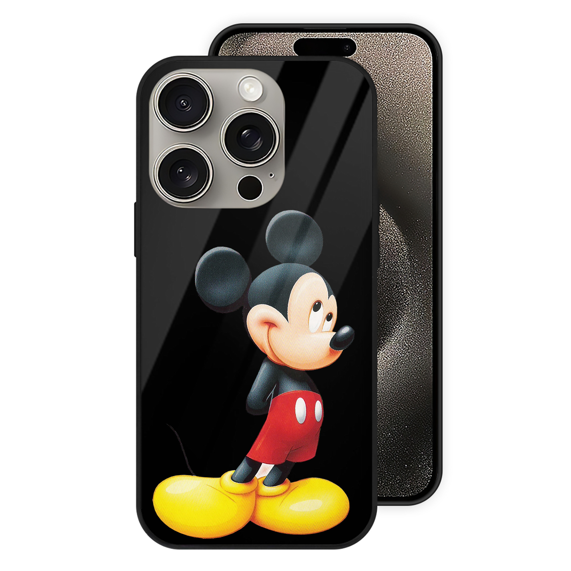 （画像用） ミッキーマウス Mickey Mouse 【iPhone15Pro対応】スマホケース 耐衝撃＆黄変防止 背面ガラス