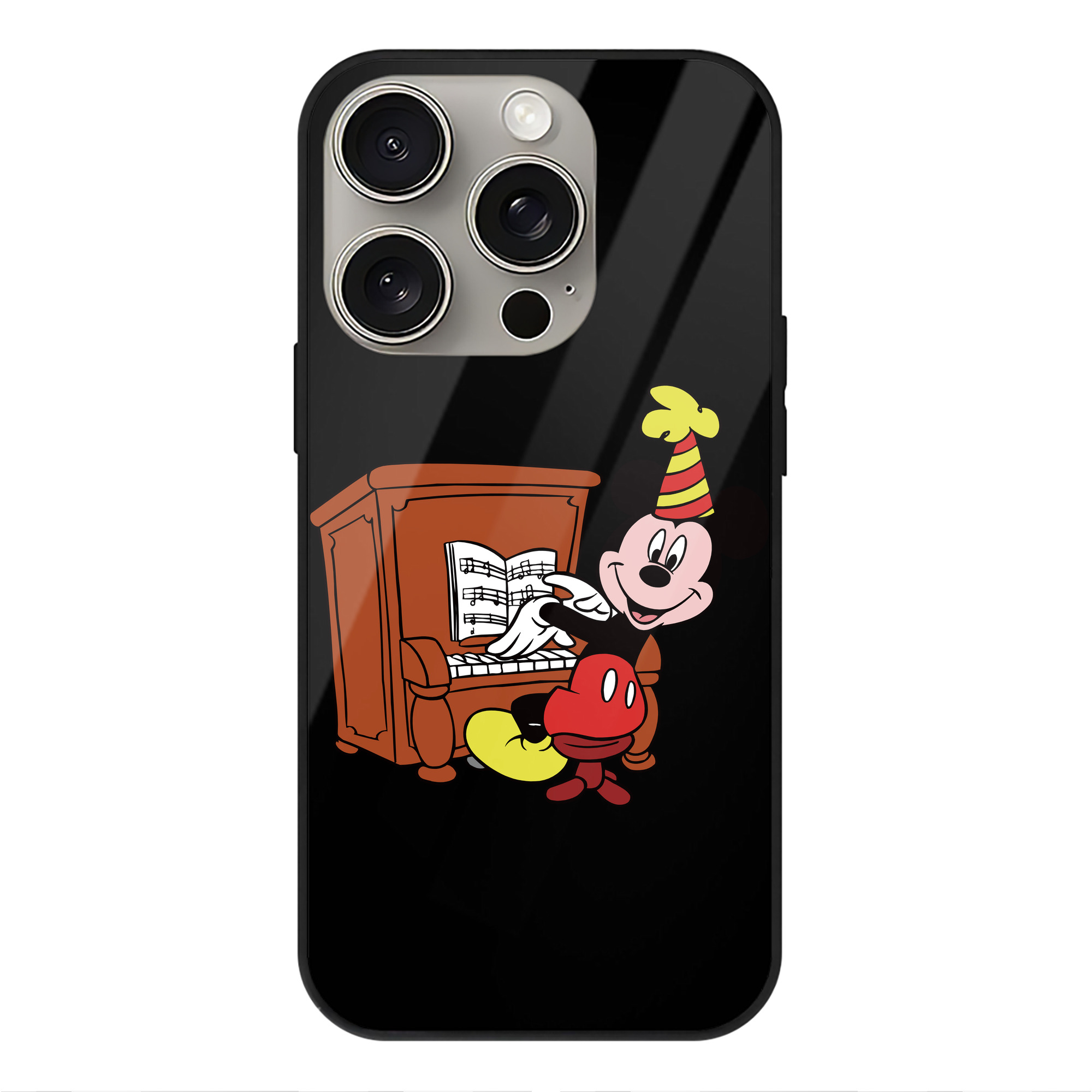 （画像用） ミッキーマウス Mickey Mouse 【iPhone15Pro対応】スマホケース 耐衝撃＆黄変防止 背面ガラス