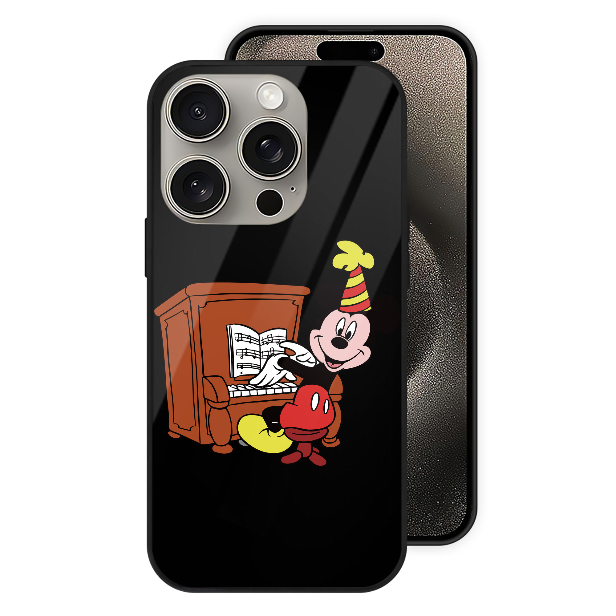 （画像用） ミッキーマウス Mickey Mouse 【iPhone15Pro対応】スマホケース 耐衝撃＆黄変防止 背面ガラス
