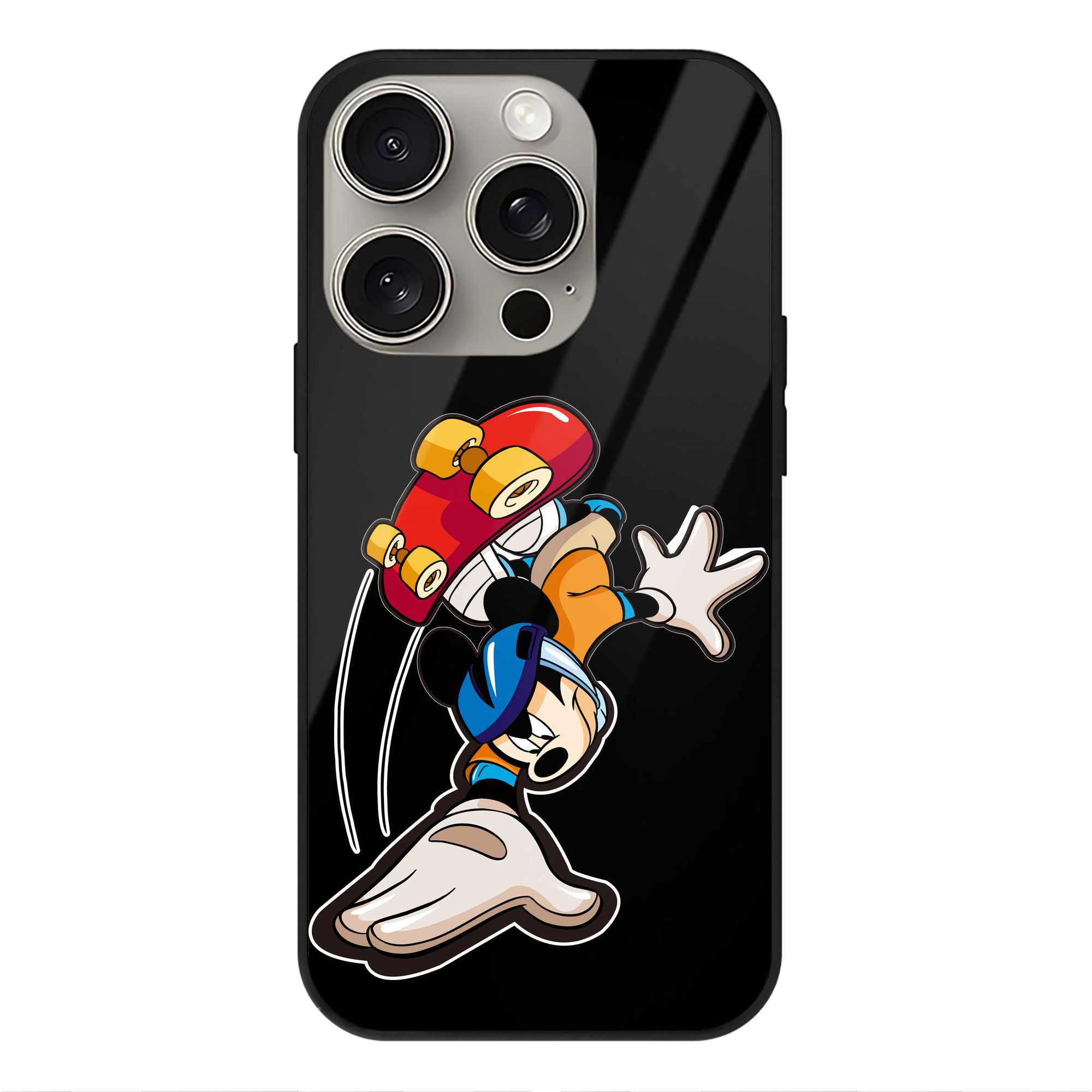 （画像用） ミッキーマウス Mickey Mouse 【iPhone15Pro対応】スマホケース 耐衝撃＆黄変防止 背面ガラス