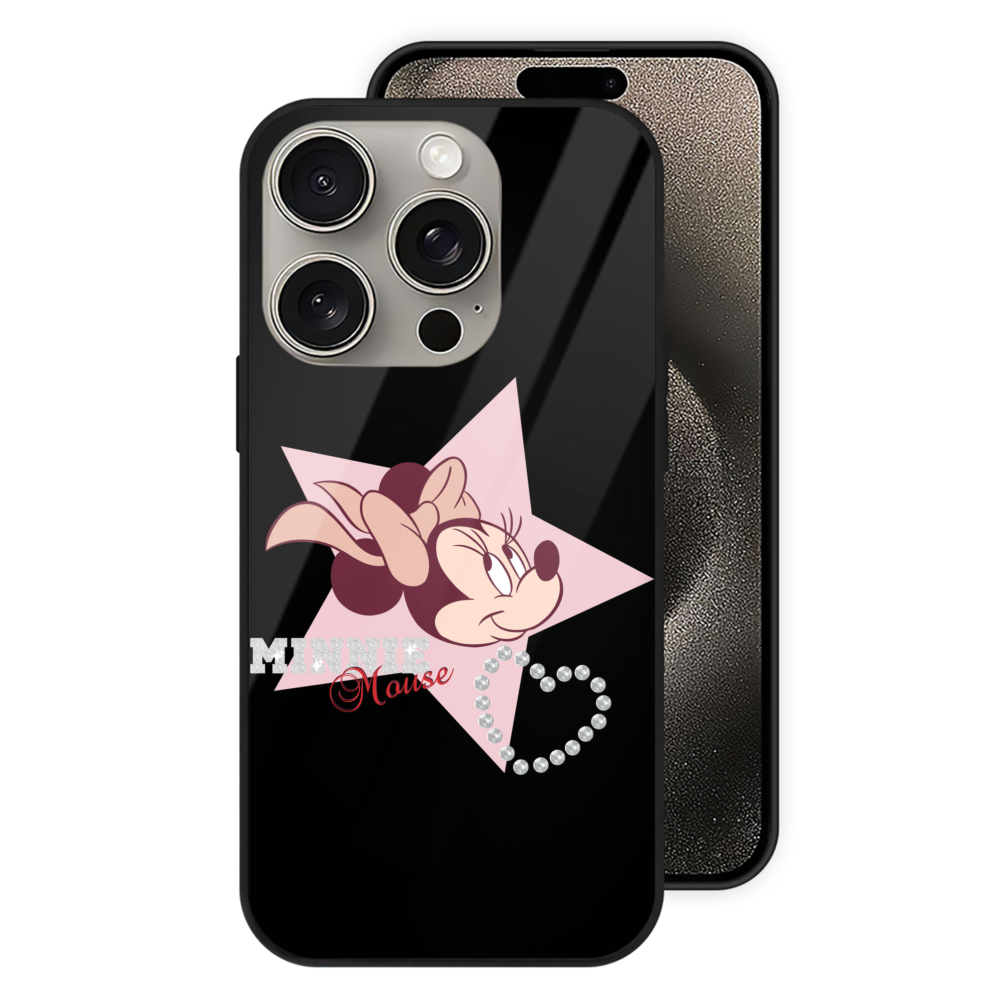 （画像用） ミッキーマウス Mickey Mouse 【iPhone15Pro対応】スマホケース 耐衝撃＆黄変防止 背面ガラス