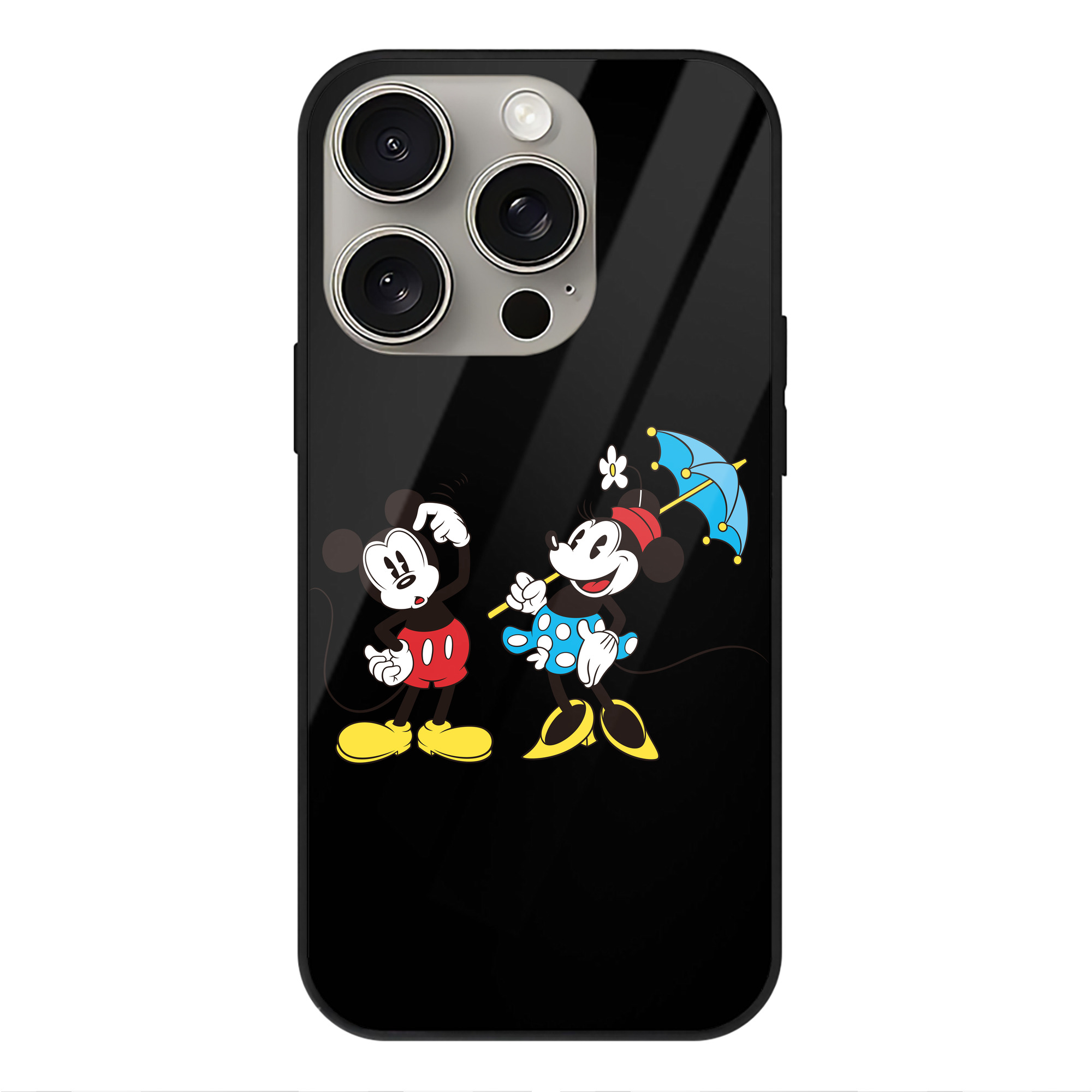 （画像用） ミッキーマウス Mickey Mouse 【iPhone15Pro対応】スマホケース 耐衝撃＆黄変防止 背面ガラス