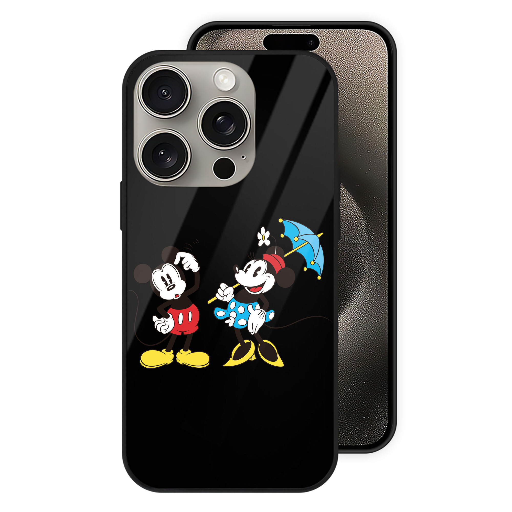 （画像用） ミッキーマウス Mickey Mouse 【iPhone15Pro対応】スマホケース 耐衝撃＆黄変防止 背面ガラス