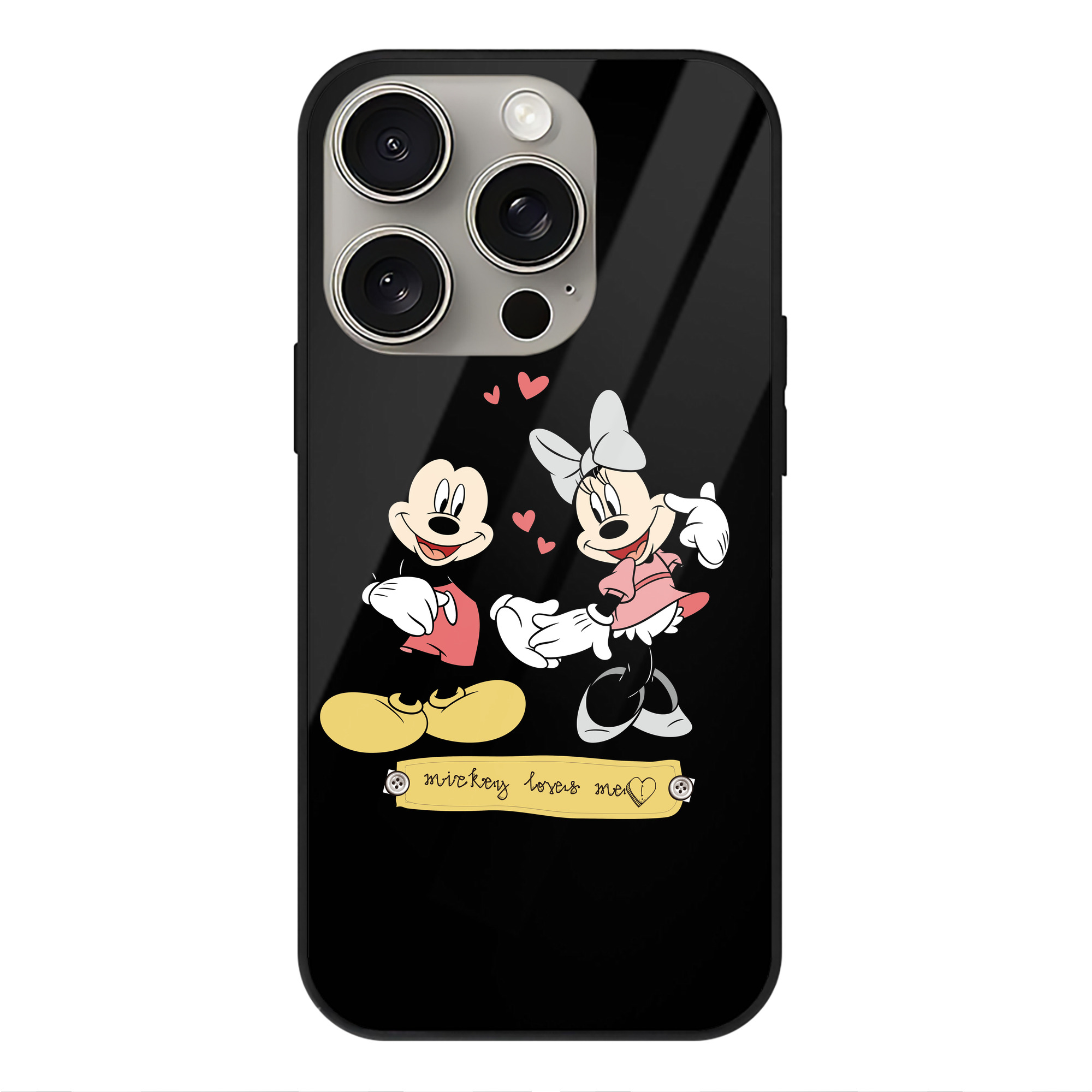 （画像用） ミッキーマウス Mickey Mouse 【iPhone15Pro対応】スマホケース 耐衝撃＆黄変防止 背面ガラス