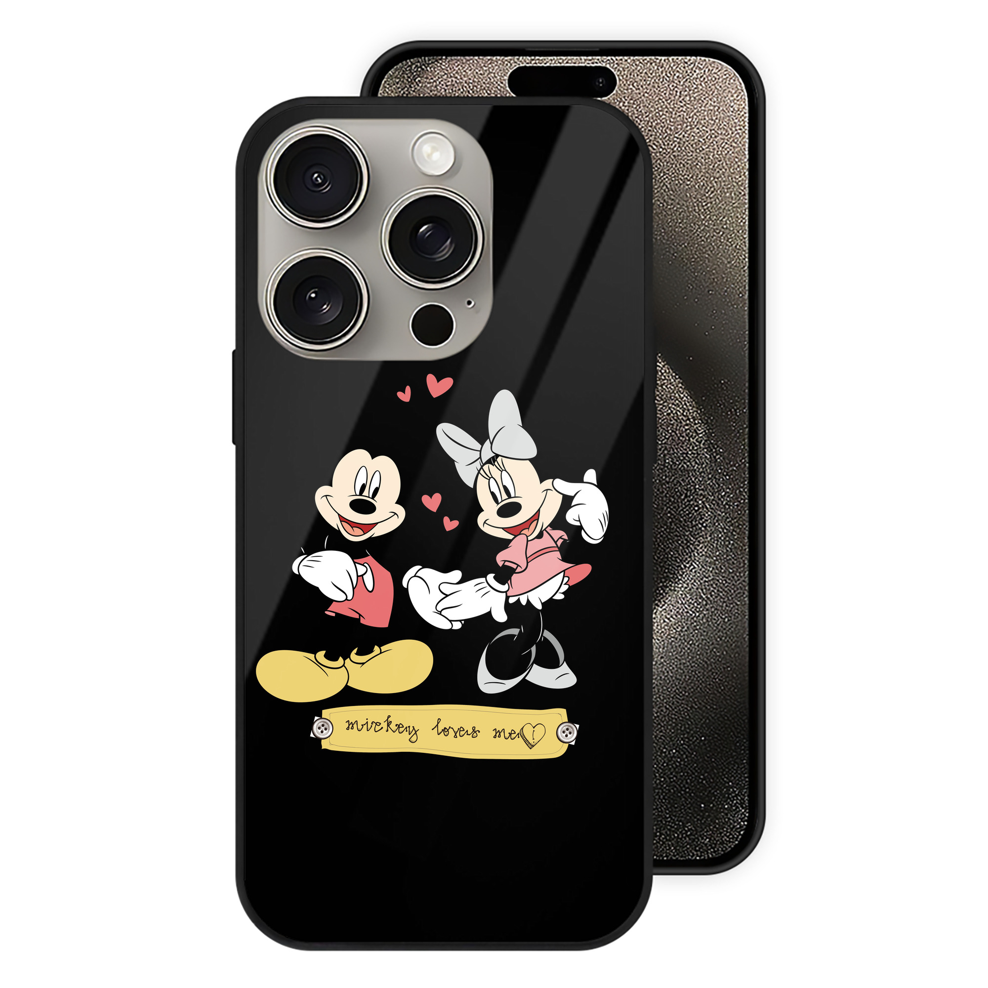 （画像用） ミッキーマウス Mickey Mouse 【iPhone15Pro対応】スマホケース 耐衝撃＆黄変防止 背面ガラス