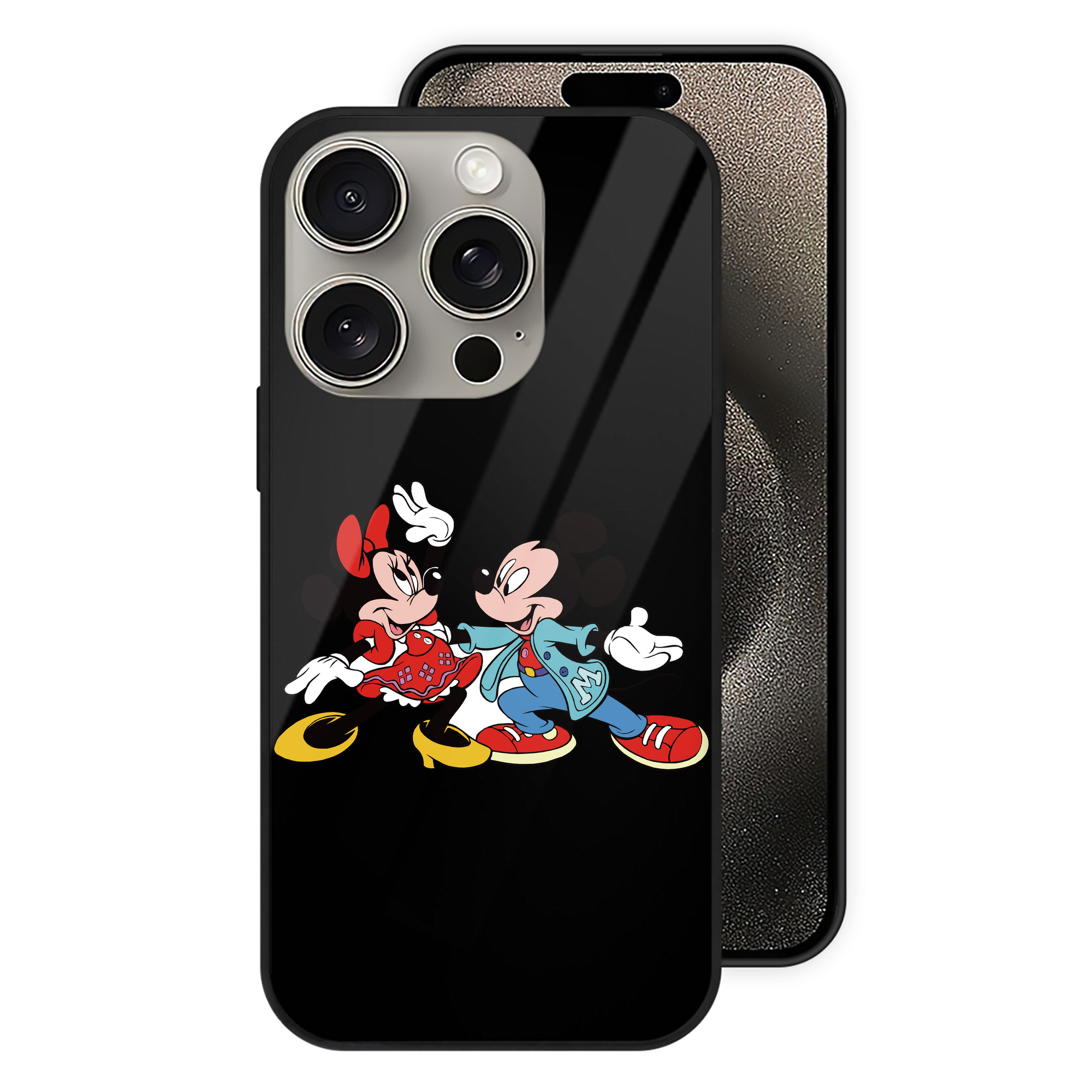 （画像用） ミッキーマウス Mickey Mouse 【iPhone15Pro対応】スマホケース 耐衝撃＆黄変防止 背面ガラス
