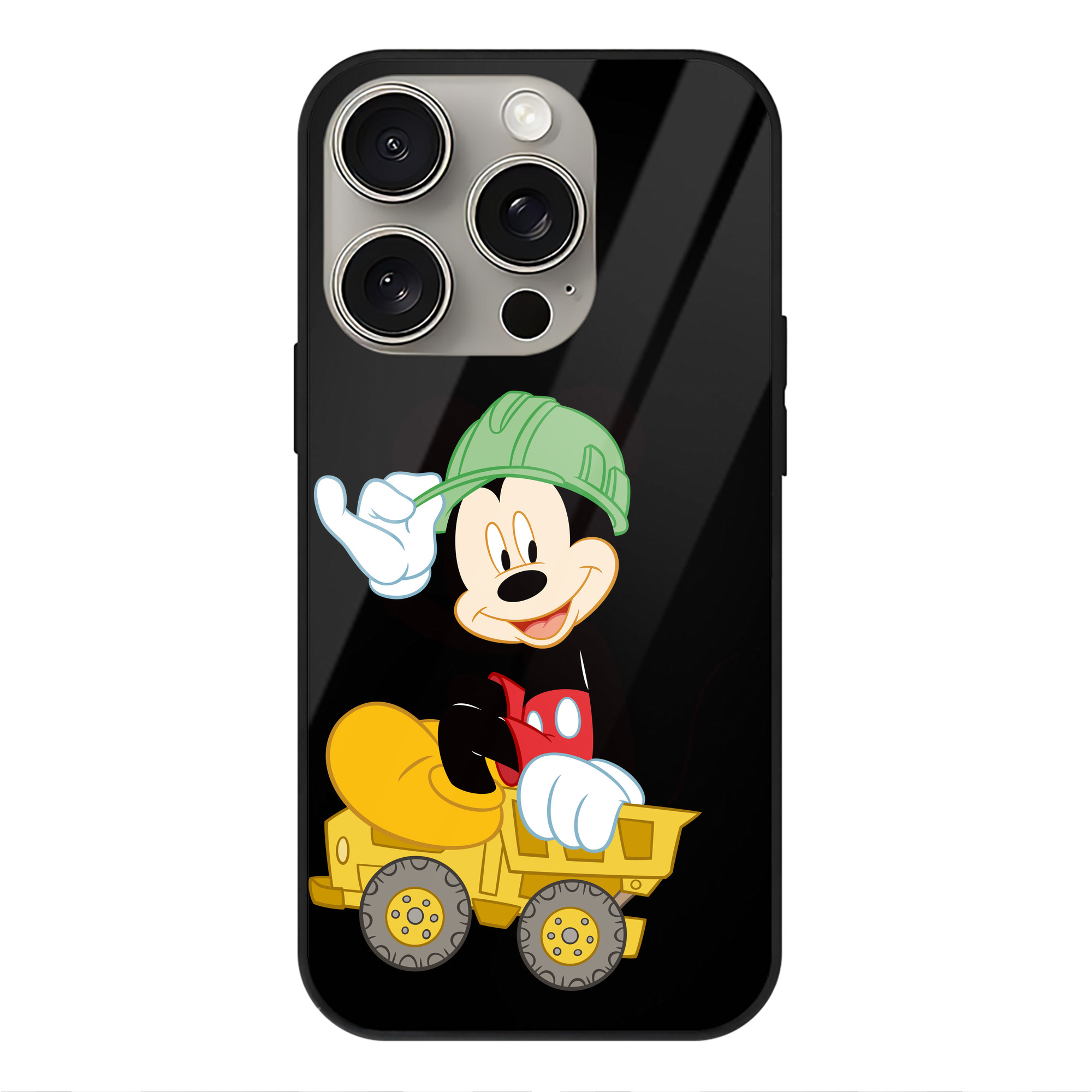 （画像用） ミッキーマウス Mickey Mouse 【iPhone15Pro対応】スマホケース 耐衝撃＆黄変防止 背面ガラス