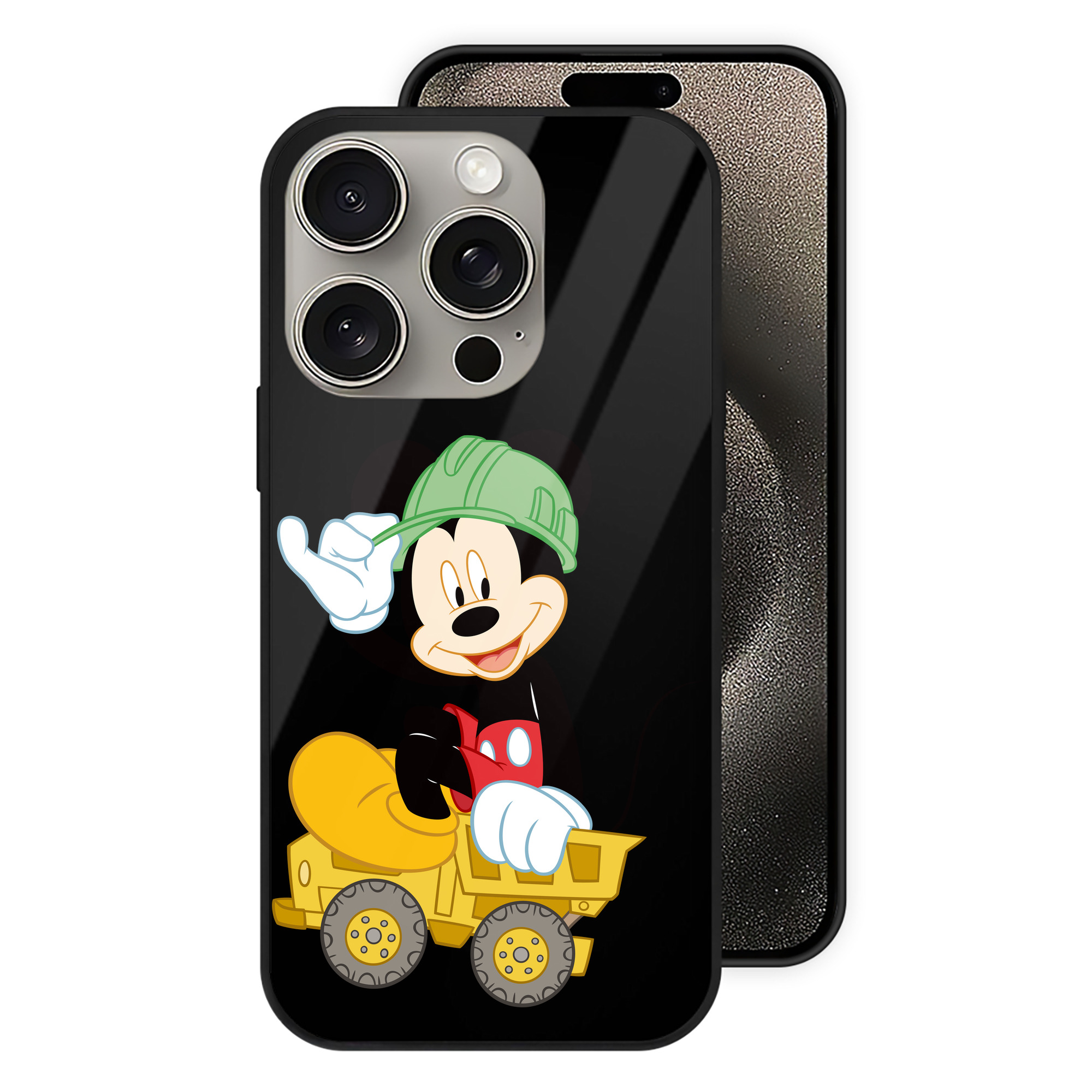 （画像用） ミッキーマウス Mickey Mouse 【iPhone15Pro対応】スマホケース 耐衝撃＆黄変防止 背面ガラス