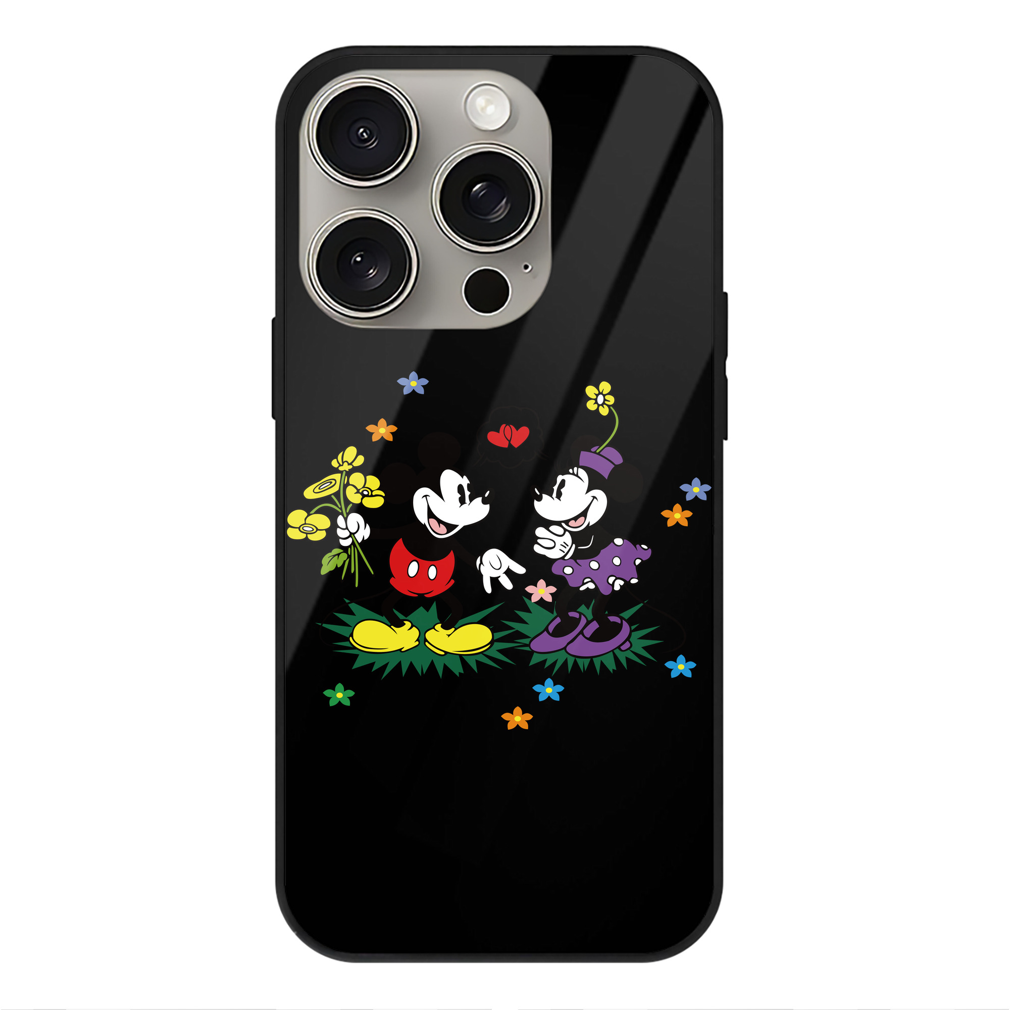 （画像用） ミッキーマウス Mickey Mouse 【iPhone15Pro対応】スマホケース 耐衝撃＆黄変防止 背面ガラス