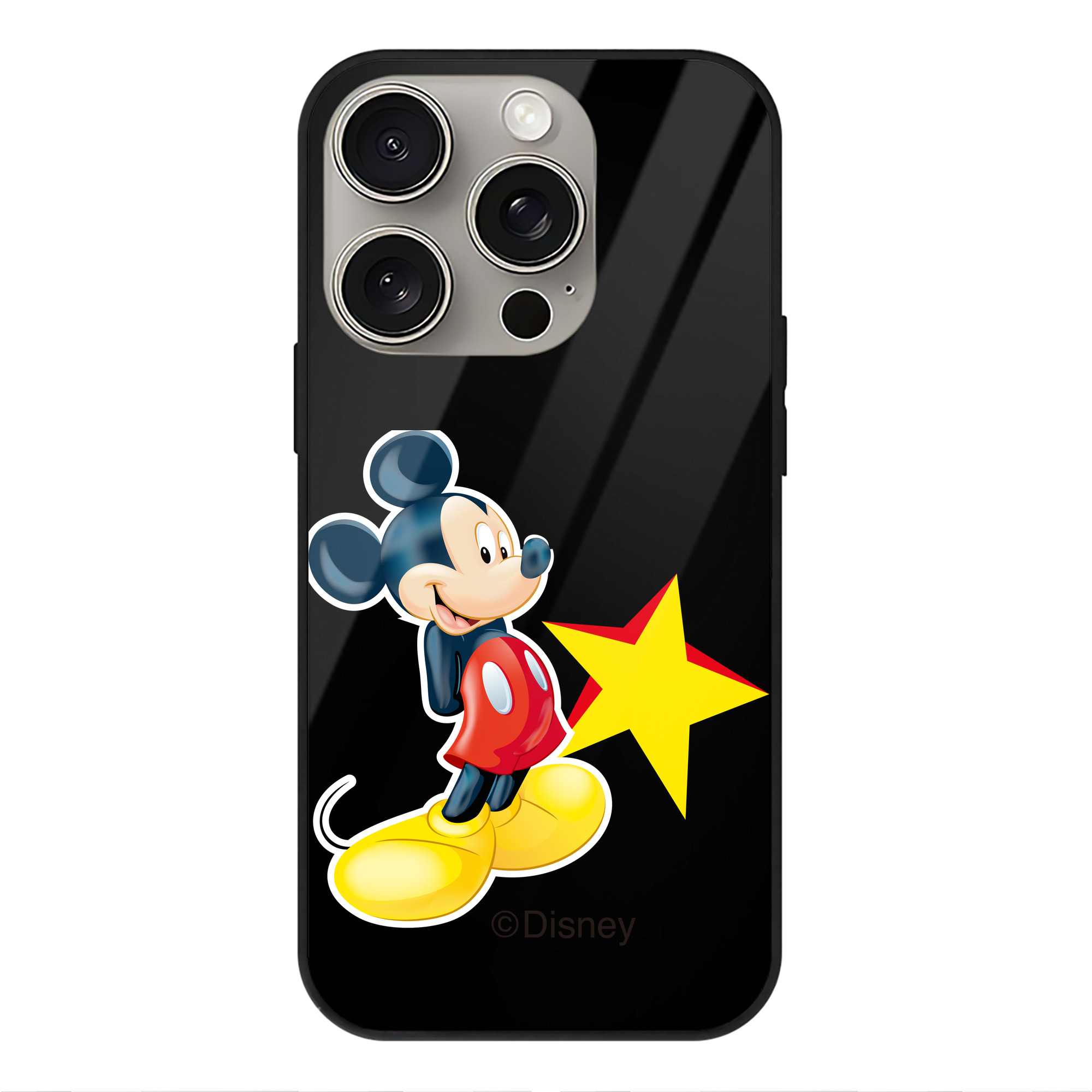 （画像用） ミッキーマウス Mickey Mouse 【iPhone15Pro対応】スマホケース 耐衝撃＆黄変防止 背面ガラス