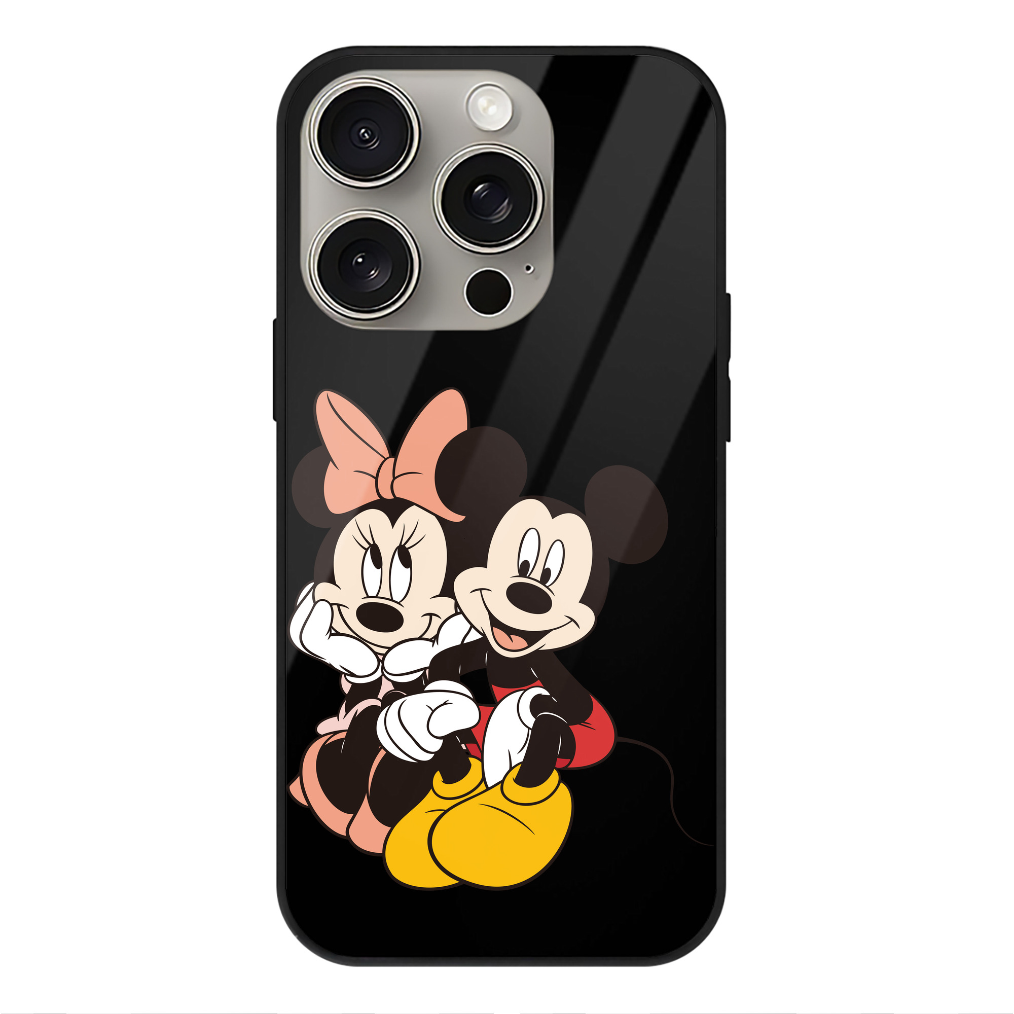 （画像用） ミッキーマウス Mickey Mouse 【iPhone15Pro対応】スマホケース 耐衝撃＆黄変防止 背面ガラス