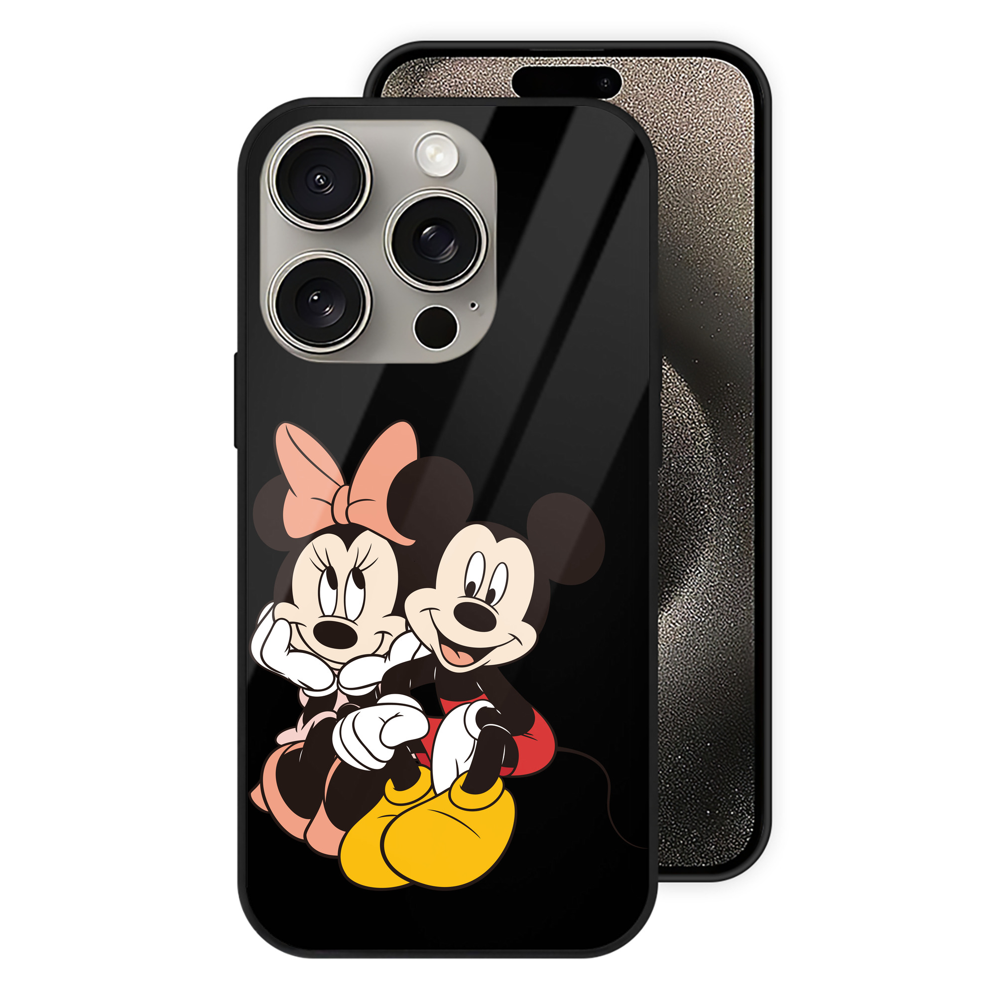 （画像用） ミッキーマウス Mickey Mouse 【iPhone15Pro対応】スマホケース 耐衝撃＆黄変防止 背面ガラス