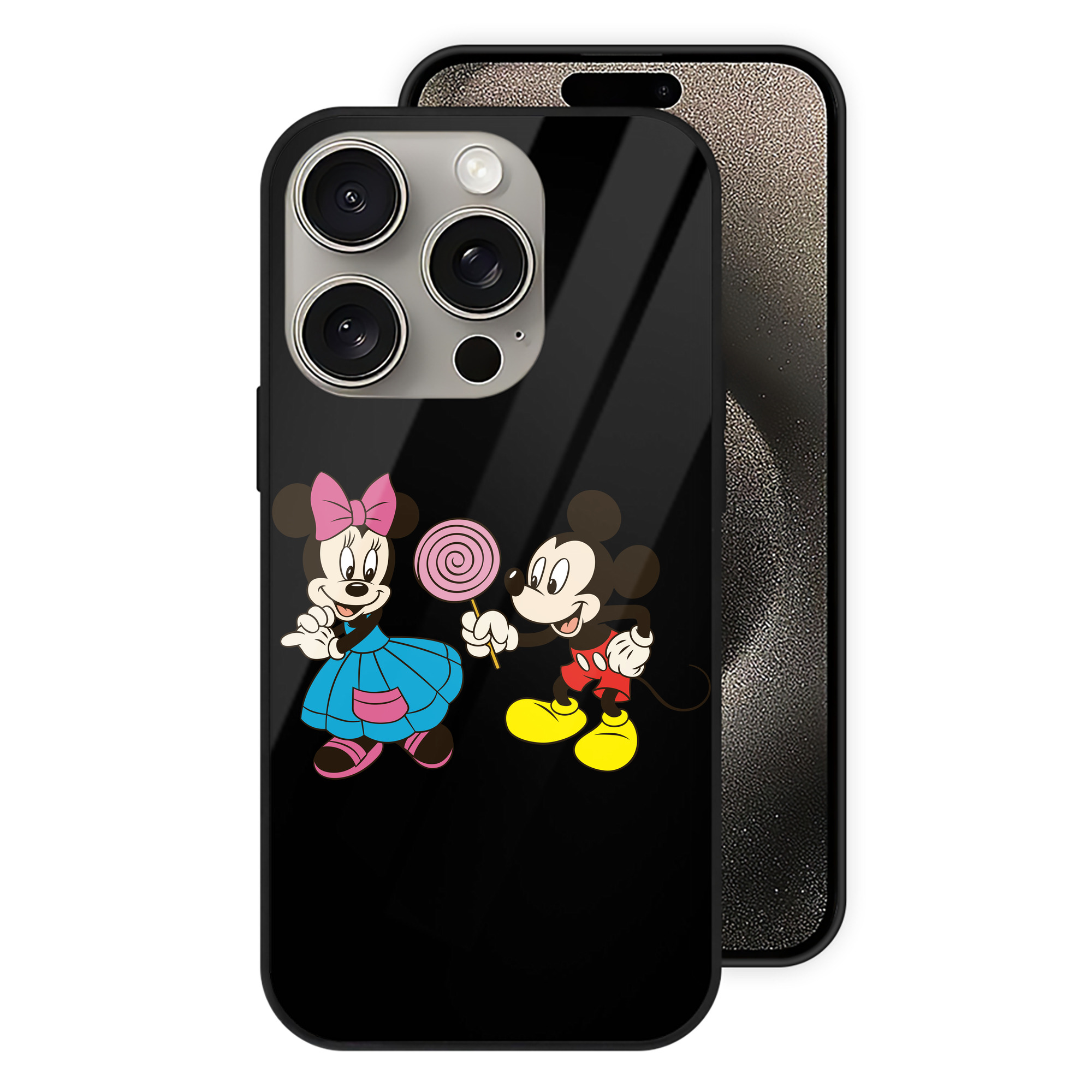 （画像用） ミッキーマウス Mickey Mouse 【iPhone15Pro対応】スマホケース 耐衝撃＆黄変防止 背面ガラス