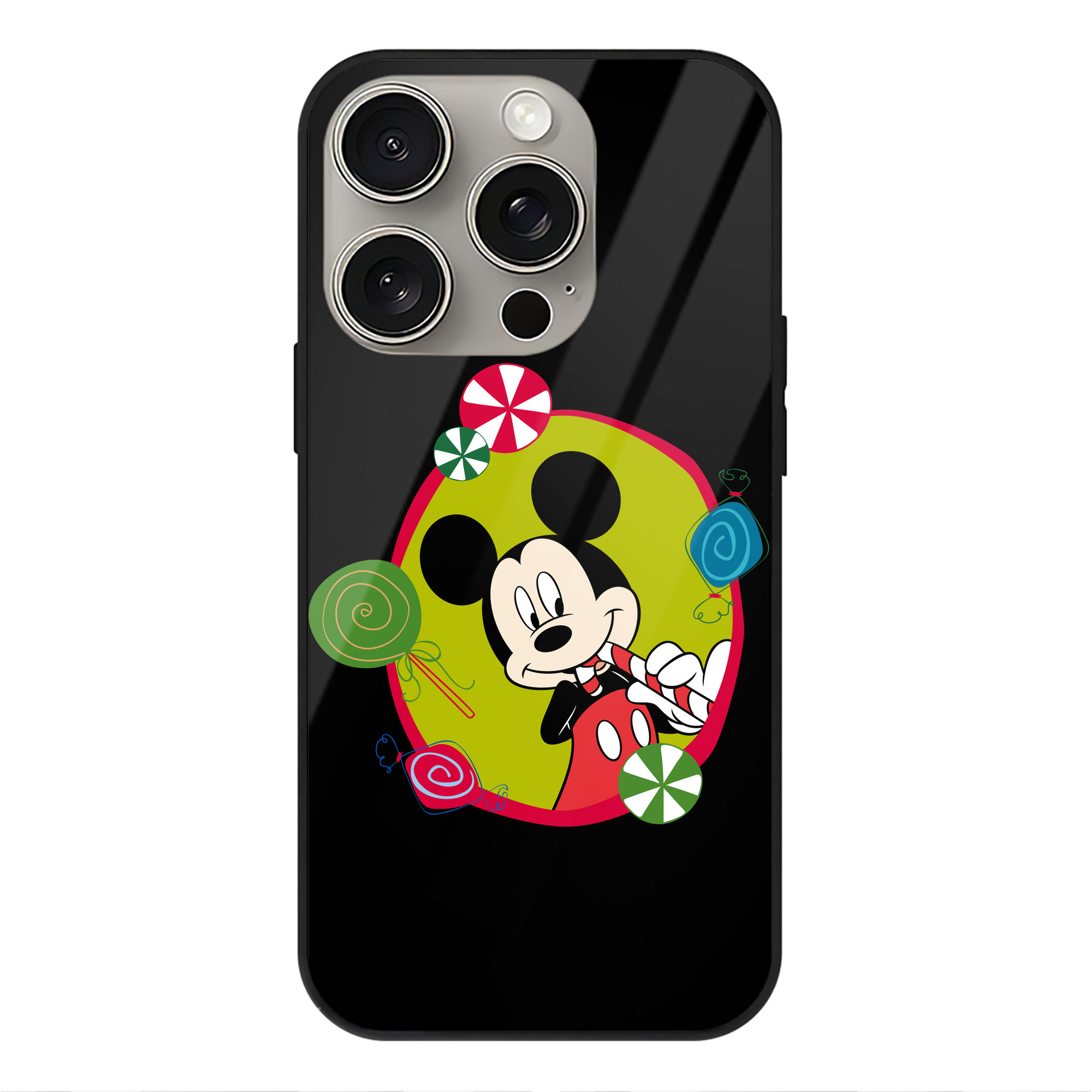 （画像用） ミッキーマウス Mickey Mouse 【iPhone15Pro対応】スマホケース 耐衝撃＆黄変防止 背面ガラス