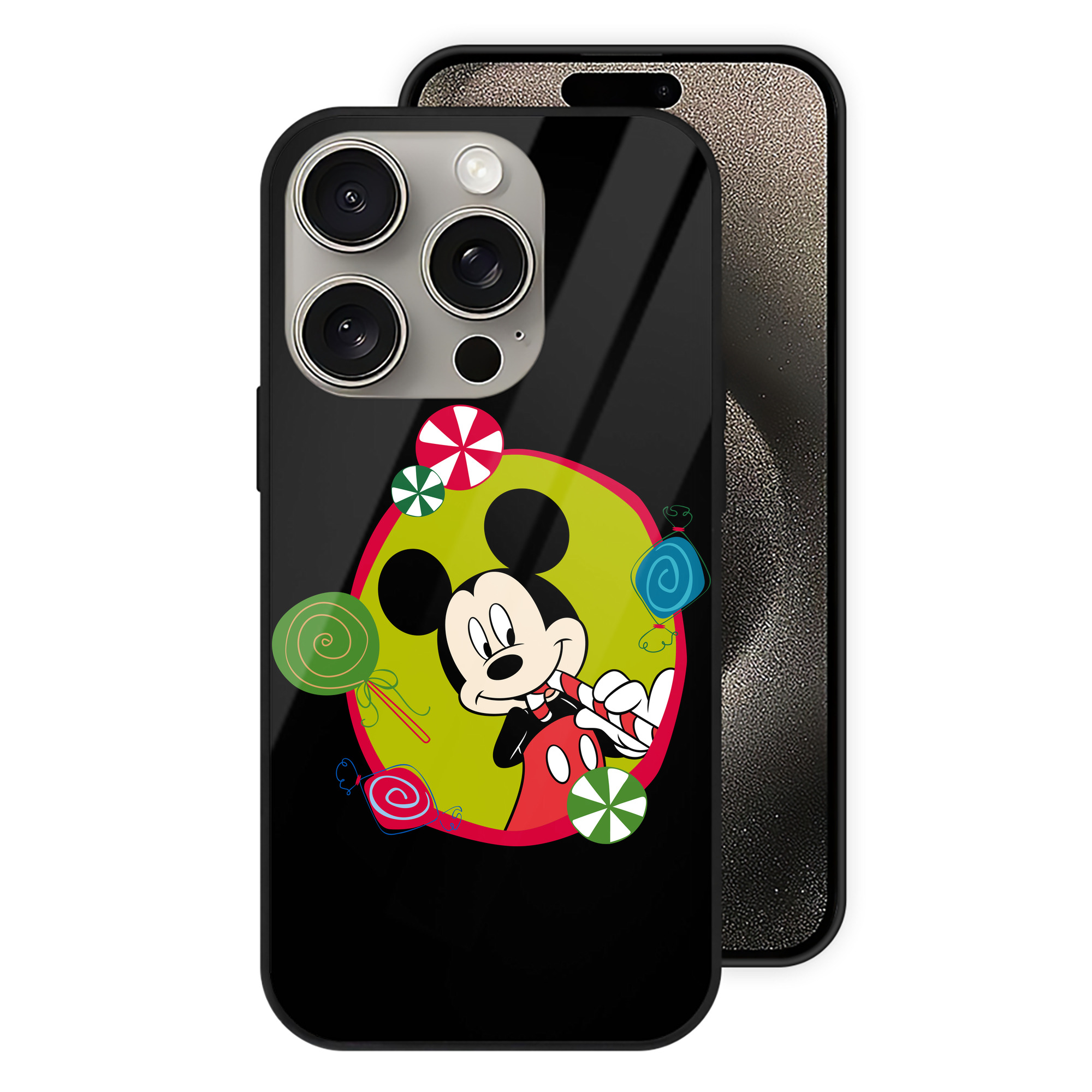 （画像用） ミッキーマウス Mickey Mouse 【iPhone15Pro対応】スマホケース 耐衝撃＆黄変防止 背面ガラス
