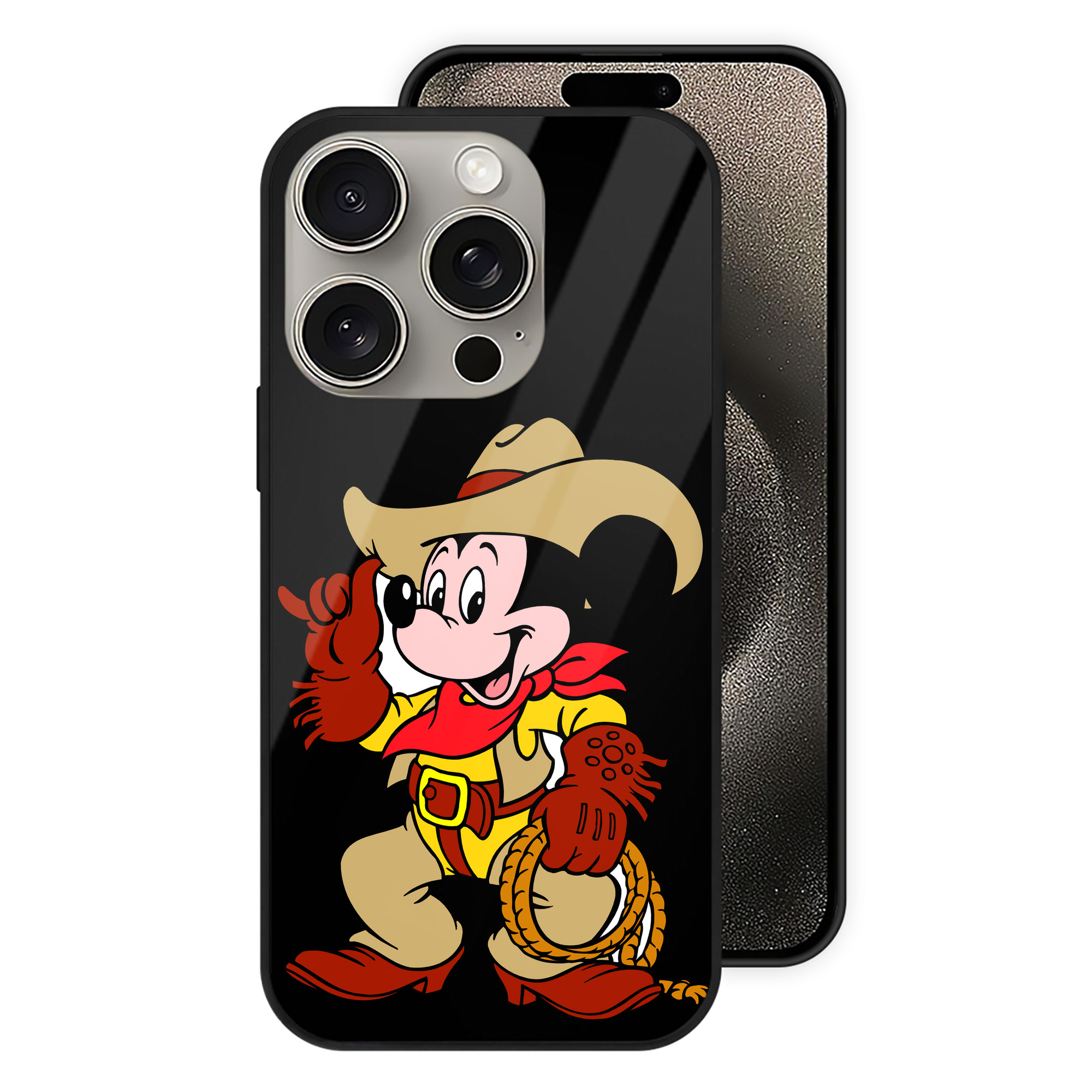 （画像用） ミッキーマウス Mickey Mouse 【iPhone15Pro対応】スマホケース 耐衝撃＆黄変防止 背面ガラス
