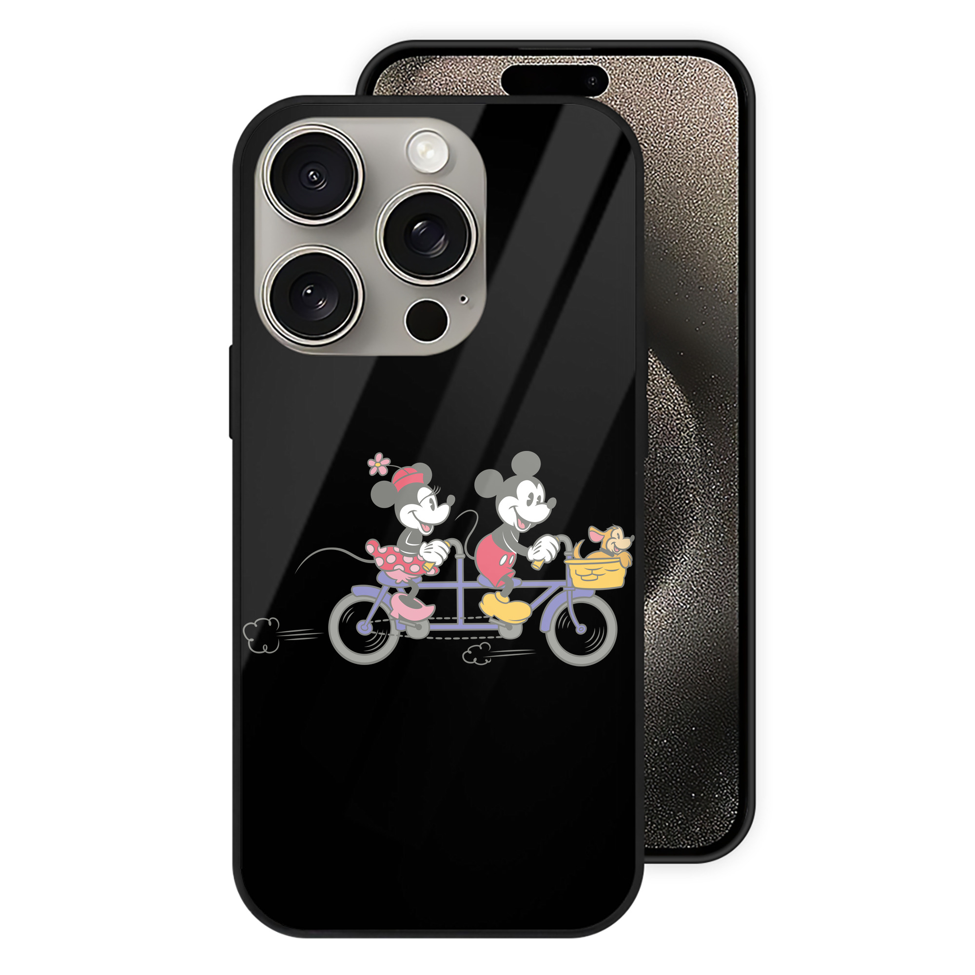 （画像用） ミッキーマウス Mickey Mouse 【iPhone15Pro対応】スマホケース 耐衝撃＆黄変防止 背面ガラス