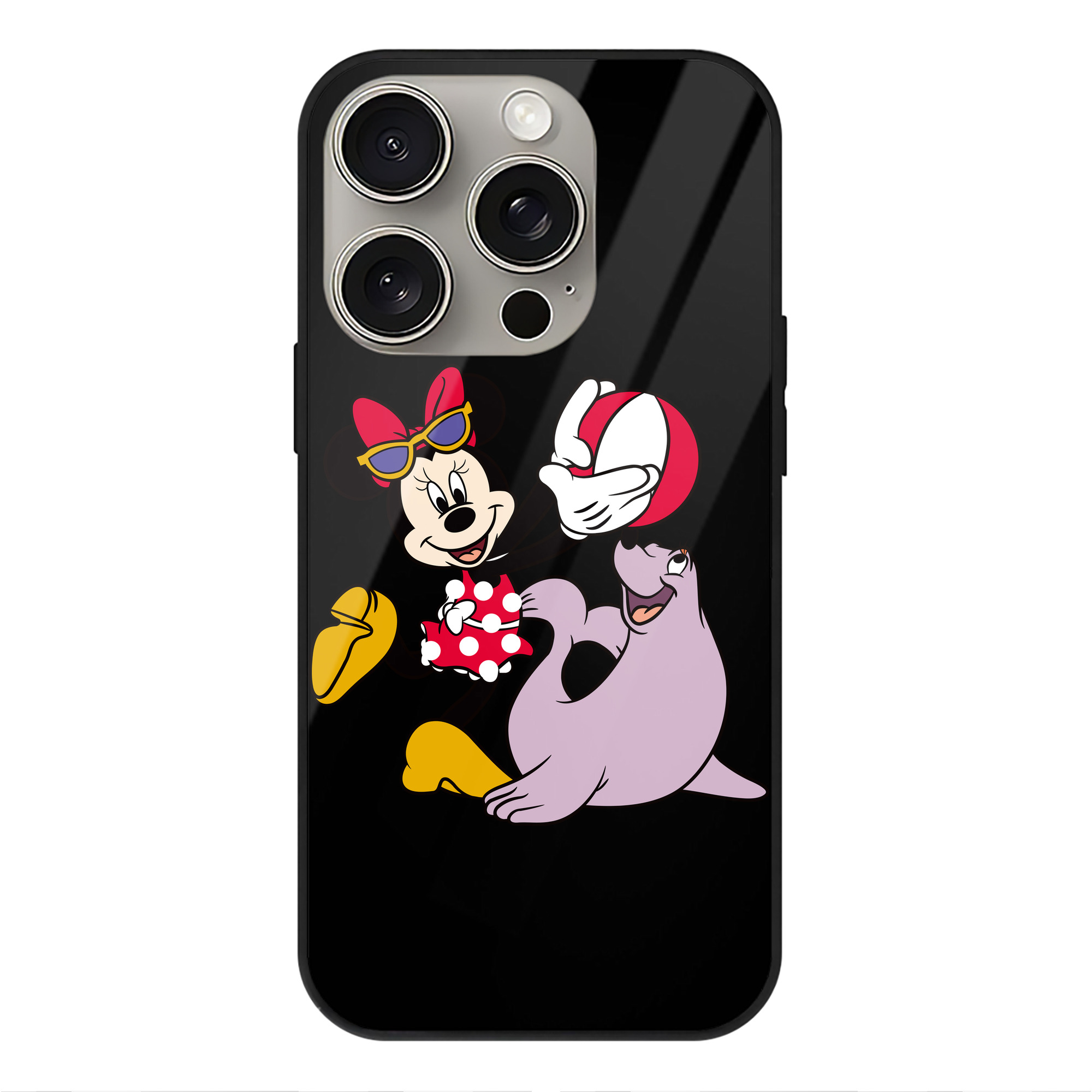 （画像用） ミッキーマウス Mickey Mouse 【iPhone15Pro対応】スマホケース 耐衝撃＆黄変防止 背面ガラス