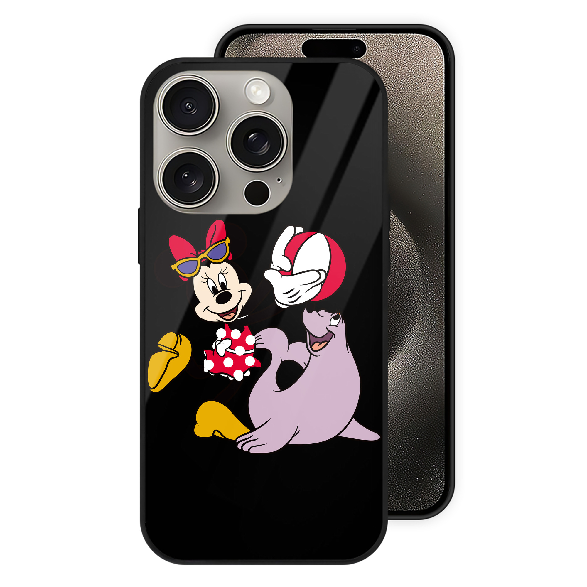 （画像用） ミッキーマウス Mickey Mouse 【iPhone15Pro対応】スマホケース 耐衝撃＆黄変防止 背面ガラス