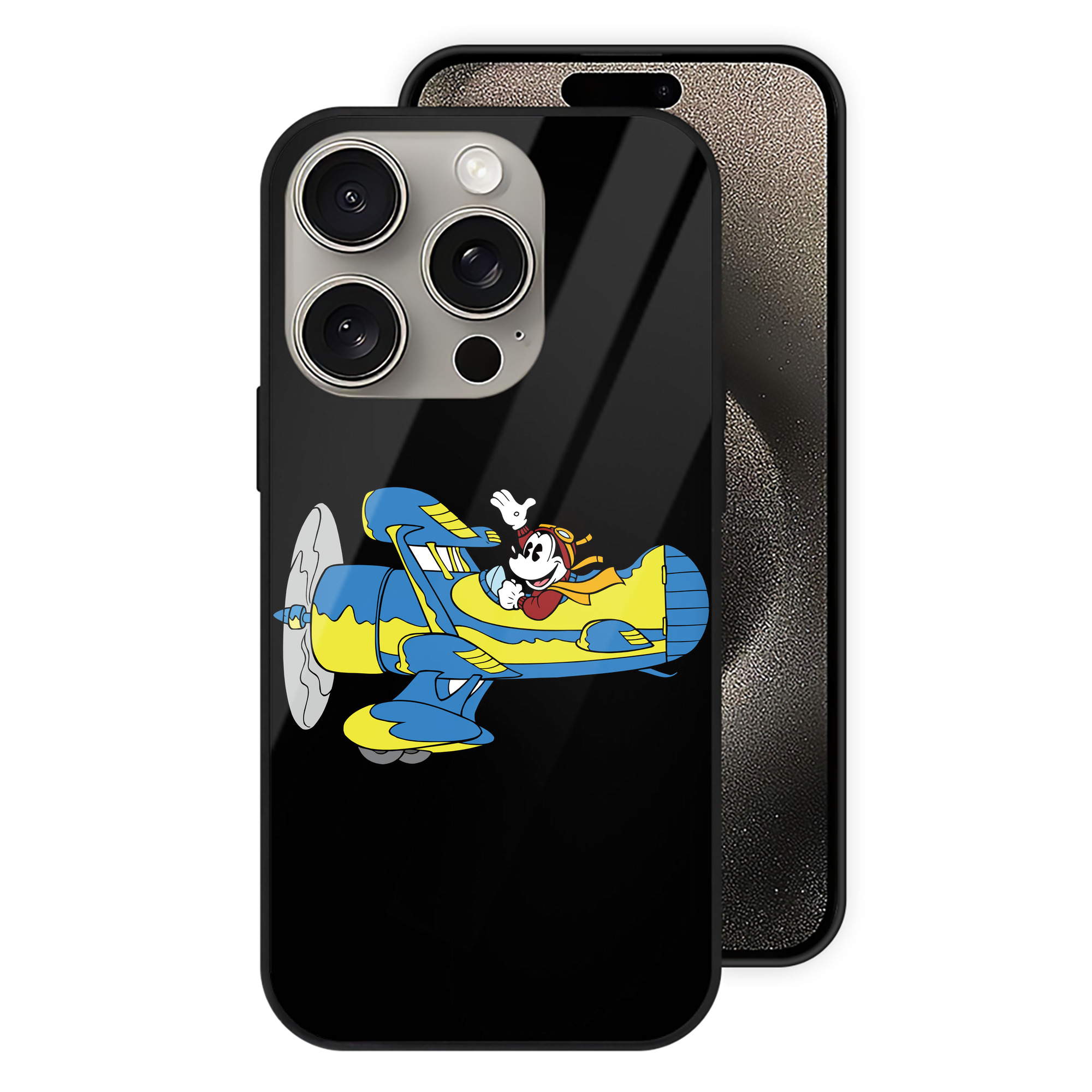 （画像用） ミッキーマウス Mickey Mouse 【iPhone15Pro対応】スマホケース 耐衝撃＆黄変防止 背面ガラス