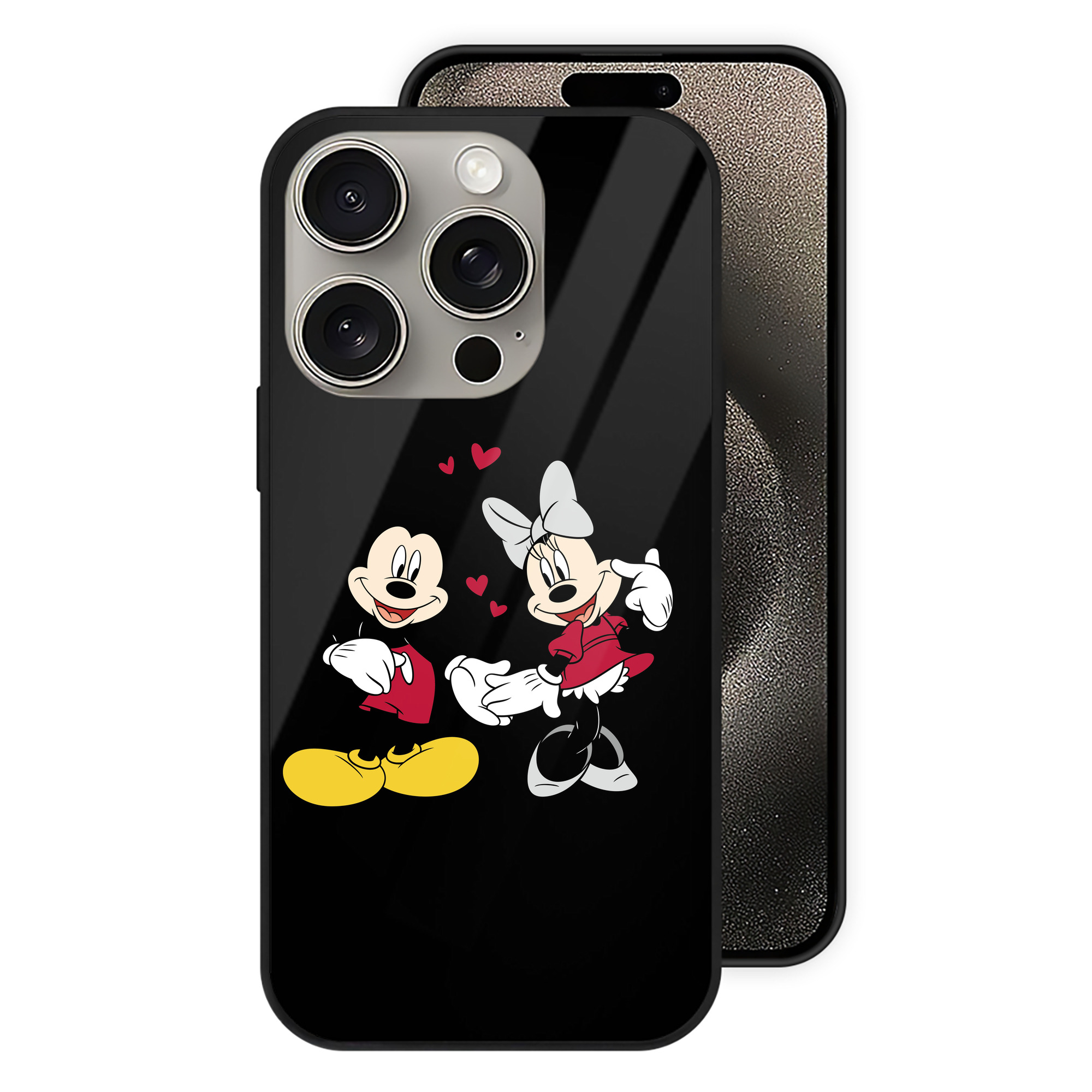 （画像用） ミッキーマウス Mickey Mouse 【iPhone15Pro対応】スマホケース 耐衝撃＆黄変防止 背面ガラス
