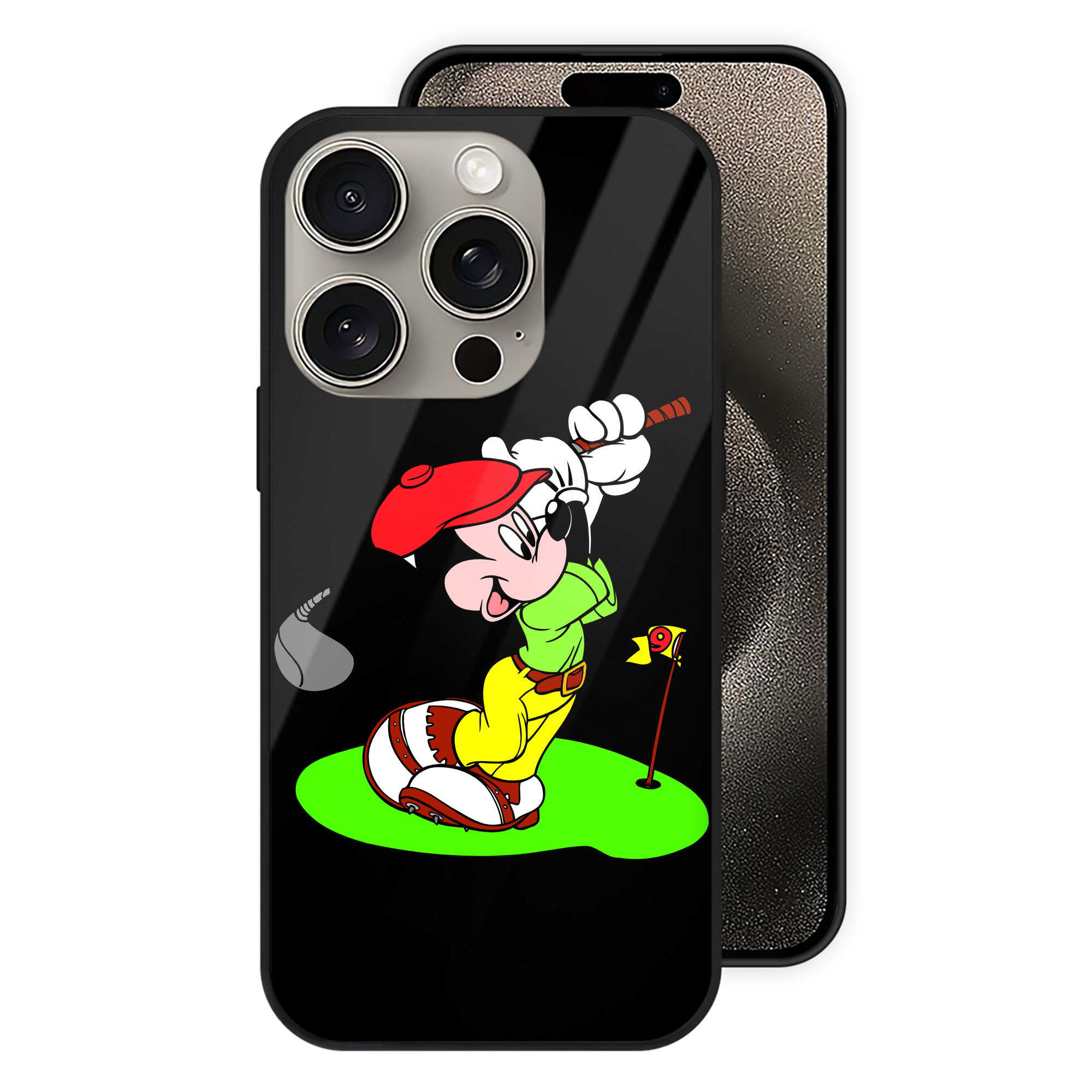 （画像用） ミッキーマウス Mickey Mouse 【iPhone15Pro対応】スマホケース 耐衝撃＆黄変防止 背面ガラス