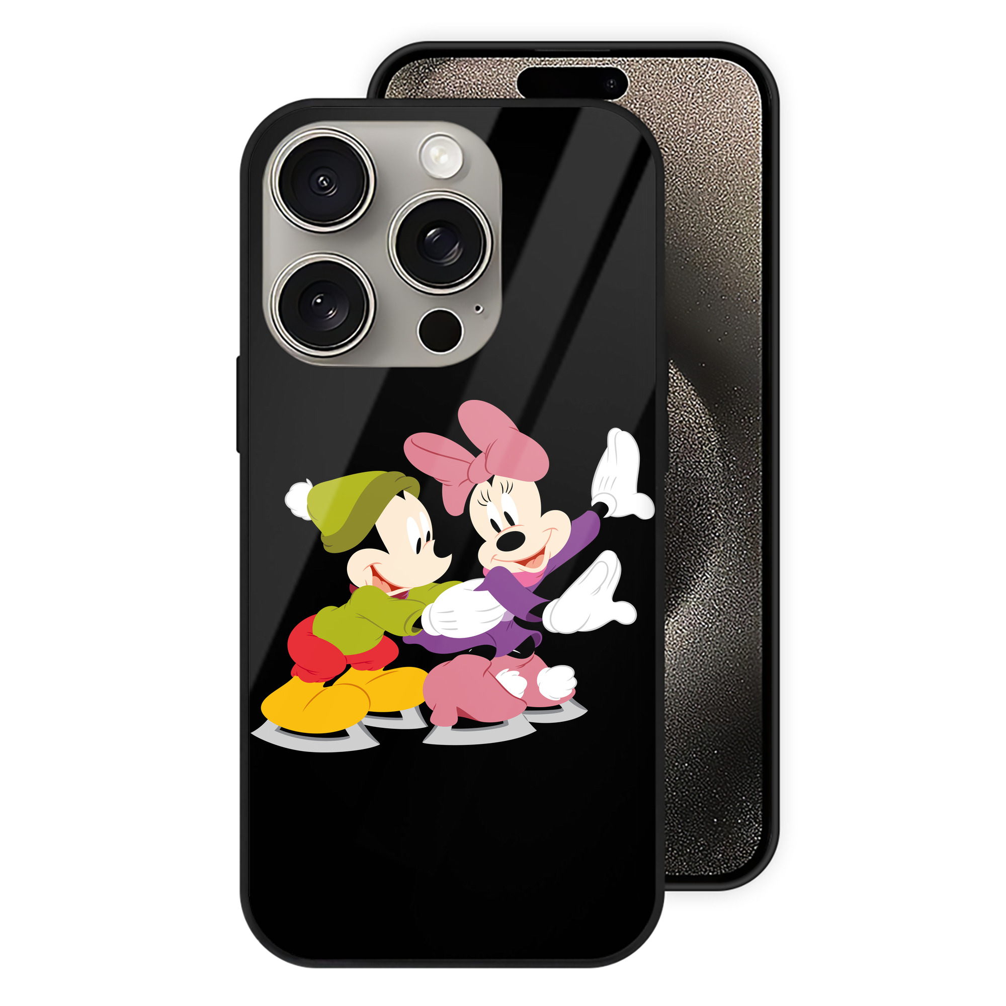 （画像用） ミッキーマウス Mickey Mouse 【iPhone15Pro対応】スマホケース 耐衝撃＆黄変防止 背面ガラス