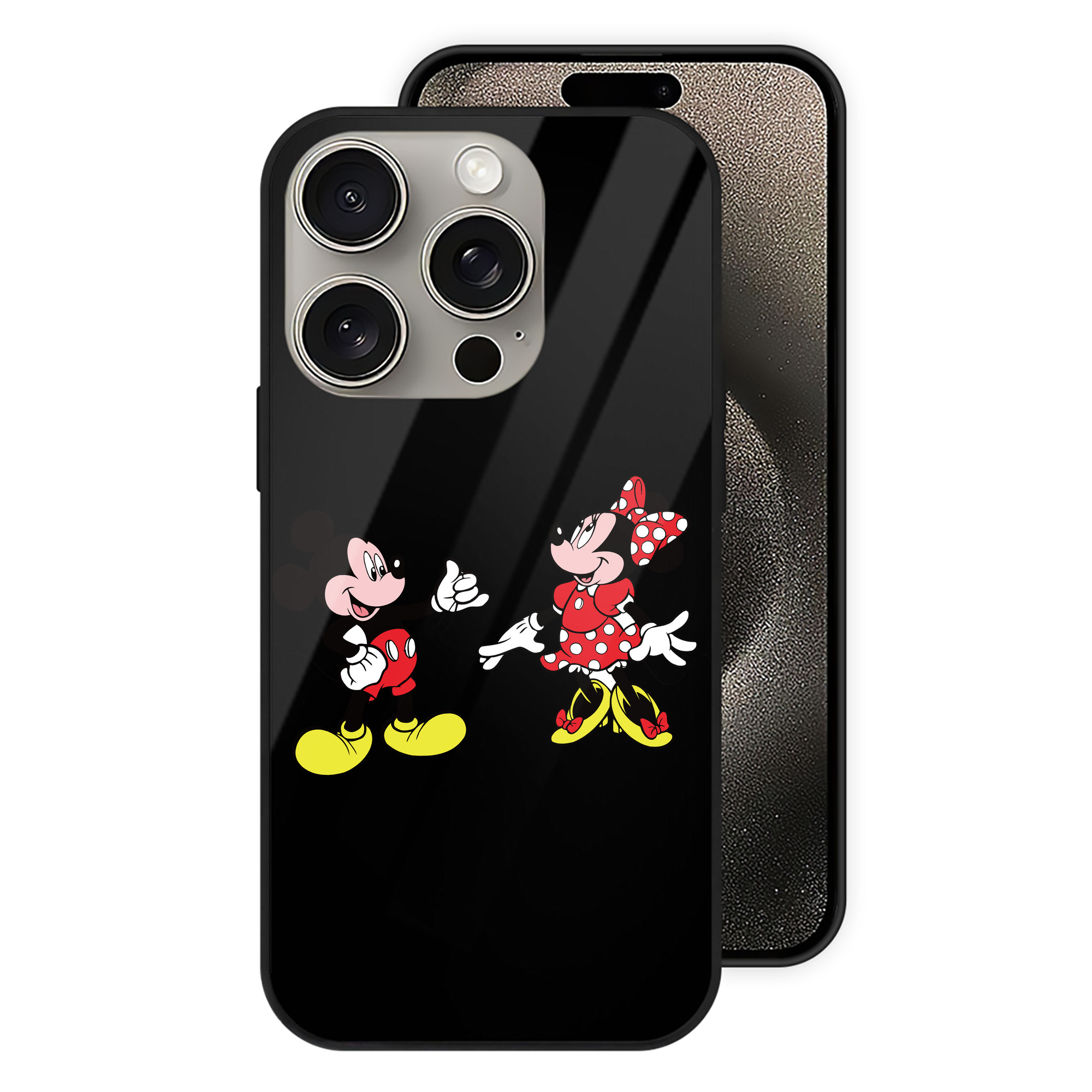 （画像用） ミッキーマウス Mickey Mouse 【iPhone15Pro対応】スマホケース 耐衝撃＆黄変防止 背面ガラス